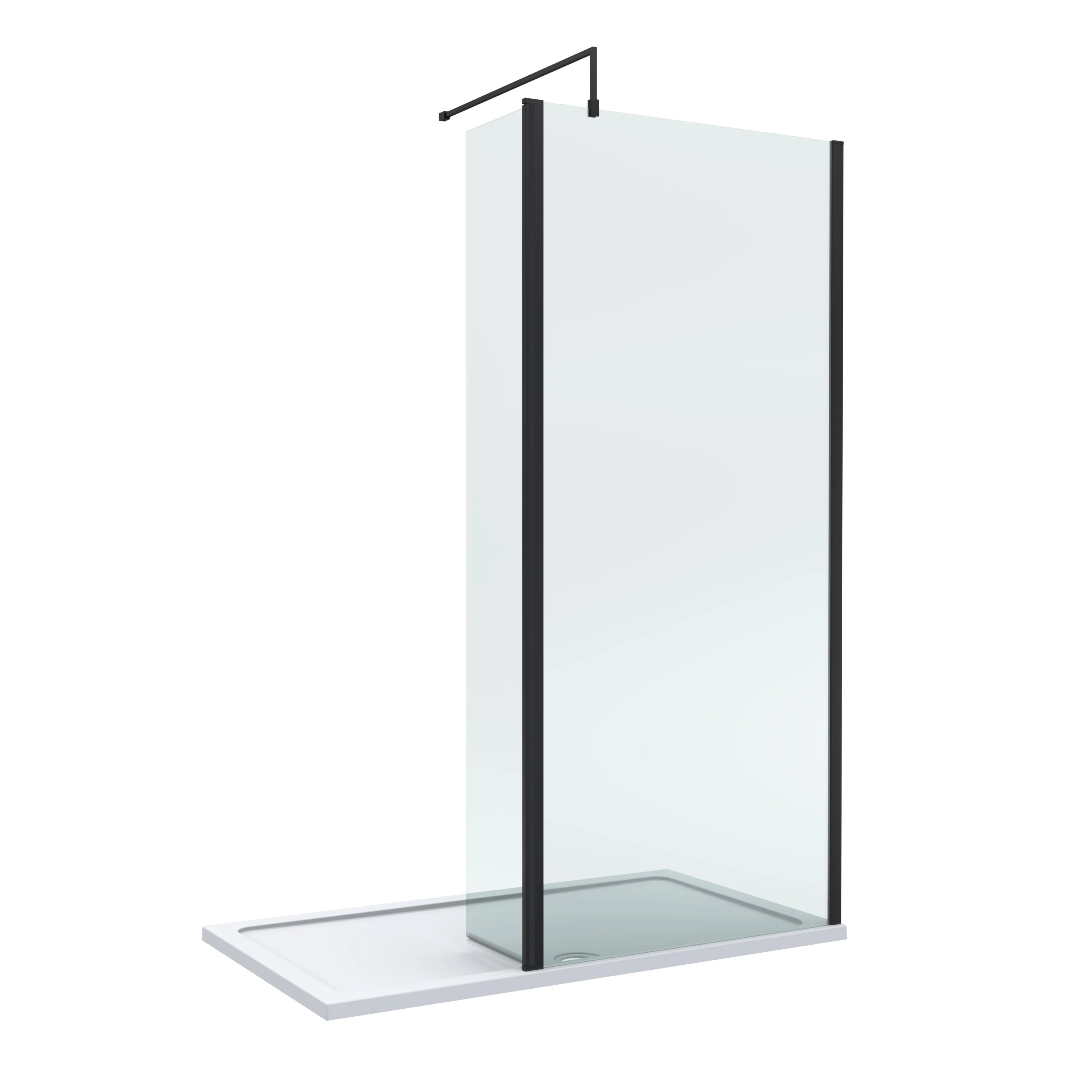 Contemporary 8mm Glass Walk In Wetroom Screen and Hinged Return Screen and Shower Tray - Choice of Size and Finish - Image 27