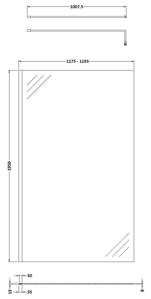 Contemporary 8mm Glass Walk In Wetroom Screen and Hinged Return Screen and Shower Tray - Choice of Size and Finish - Image 29