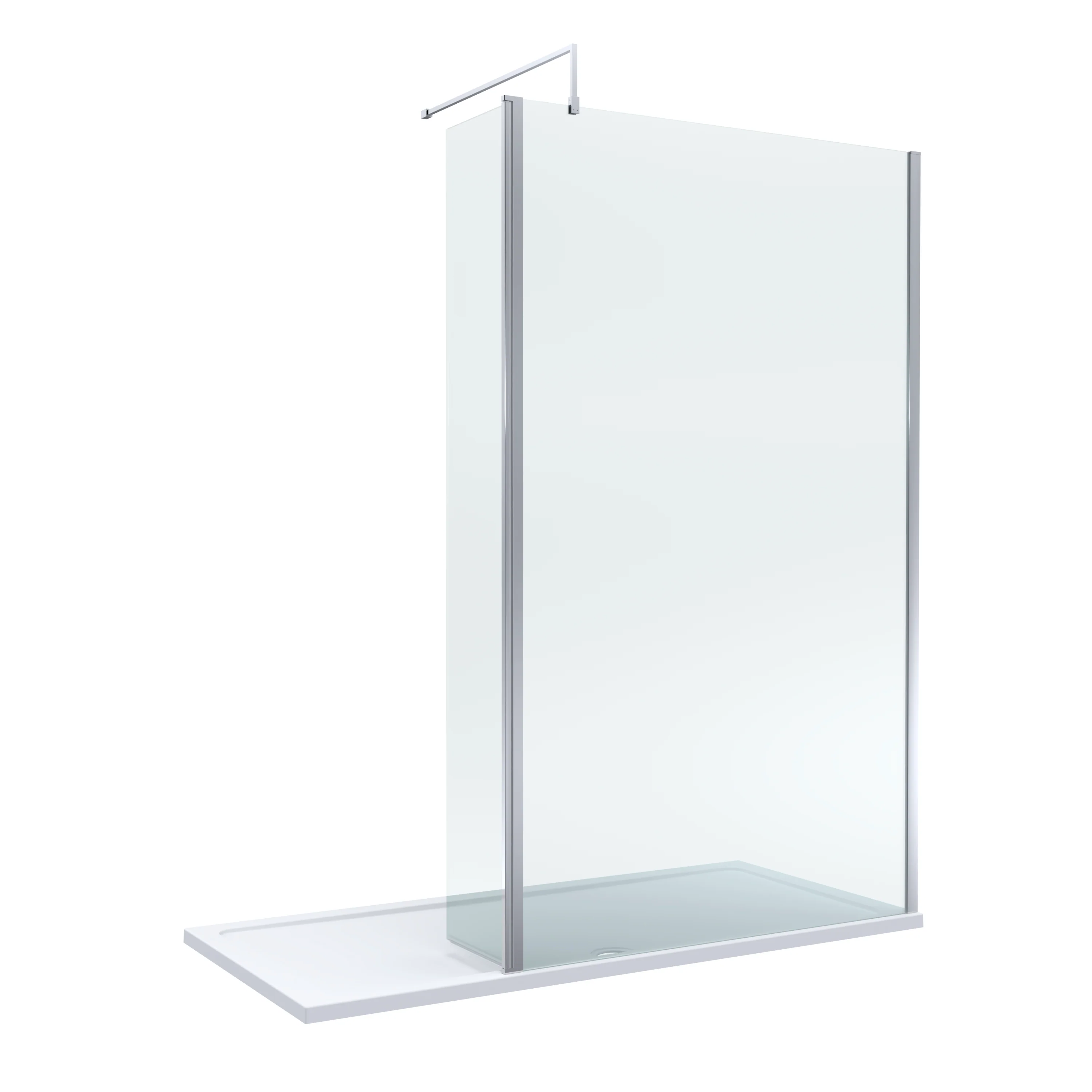 Contemporary 8mm Glass Walk In Wetroom Screen and Hinged Return Screen and Shower Tray - Choice of Size and Finish - Image 34
