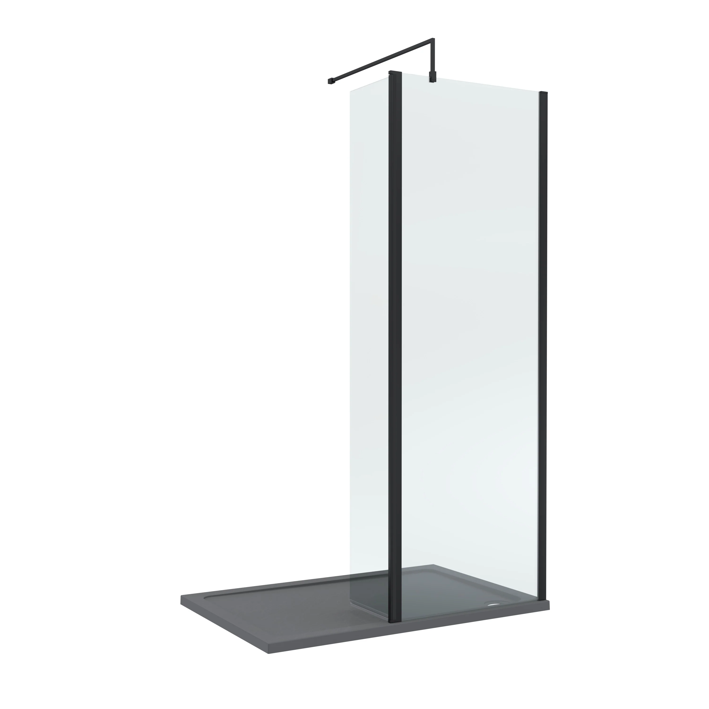 Contemporary 8mm Glass Walk In Wetroom Screen and Hinged Return Screen and Shower Tray - Choice of Size and Finish - Image 47