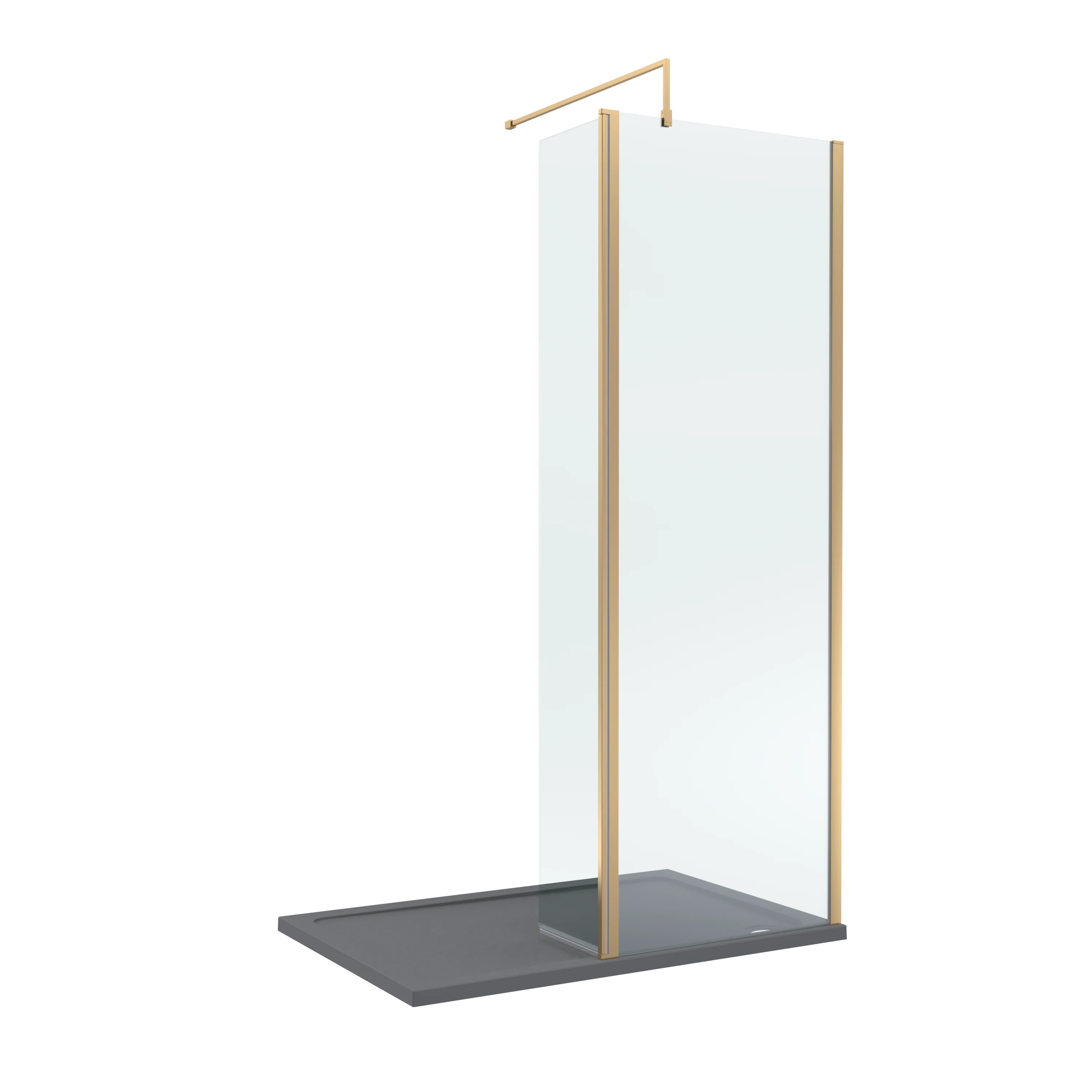 Contemporary 8mm Glass Walk In Wetroom Screen and Hinged Return Screen and Shower Tray - Choice of Size and Finish - Image 59