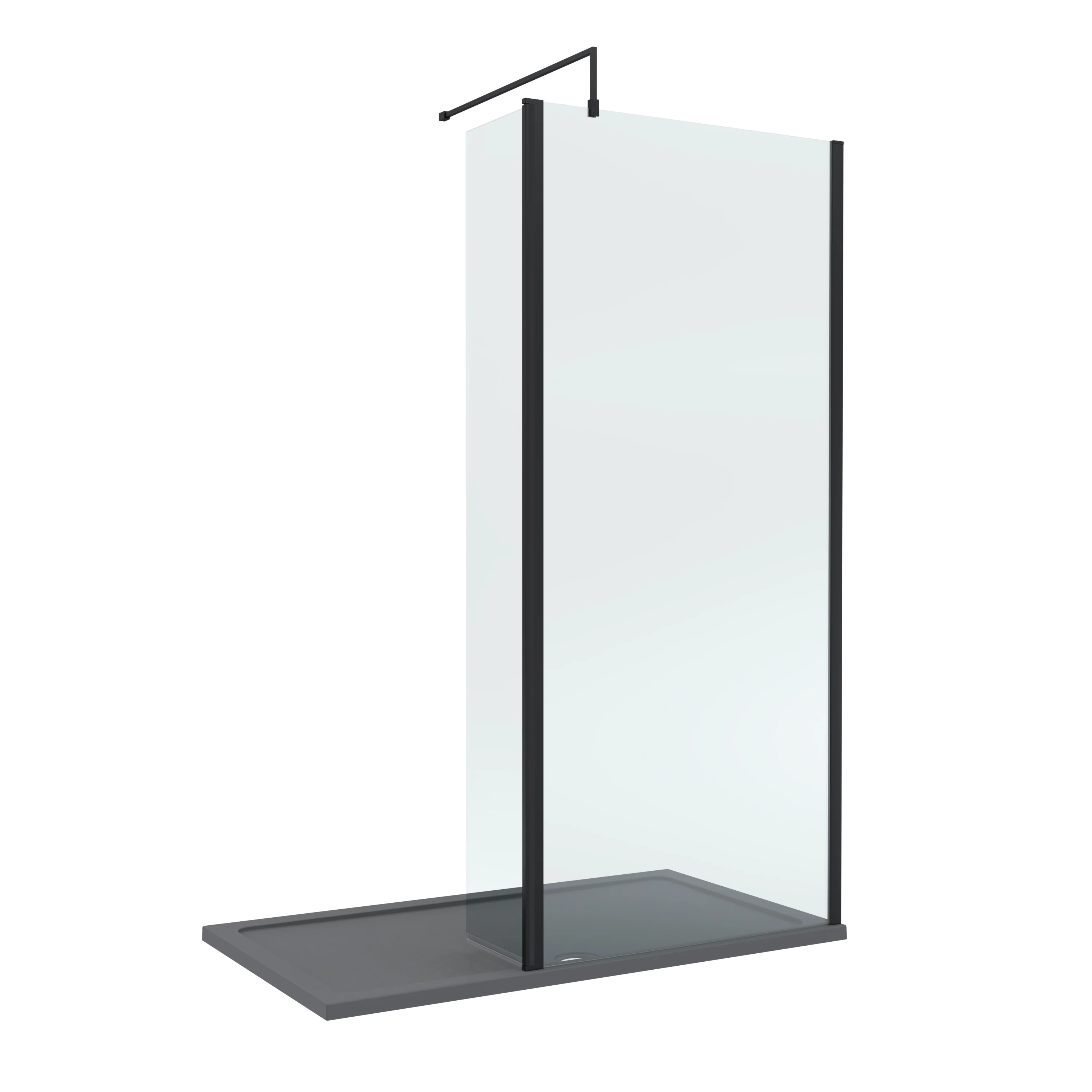 Contemporary 8mm Glass Walk In Wetroom Screen and Hinged Return Screen and Shower Tray - Choice of Size and Finish - Image 62