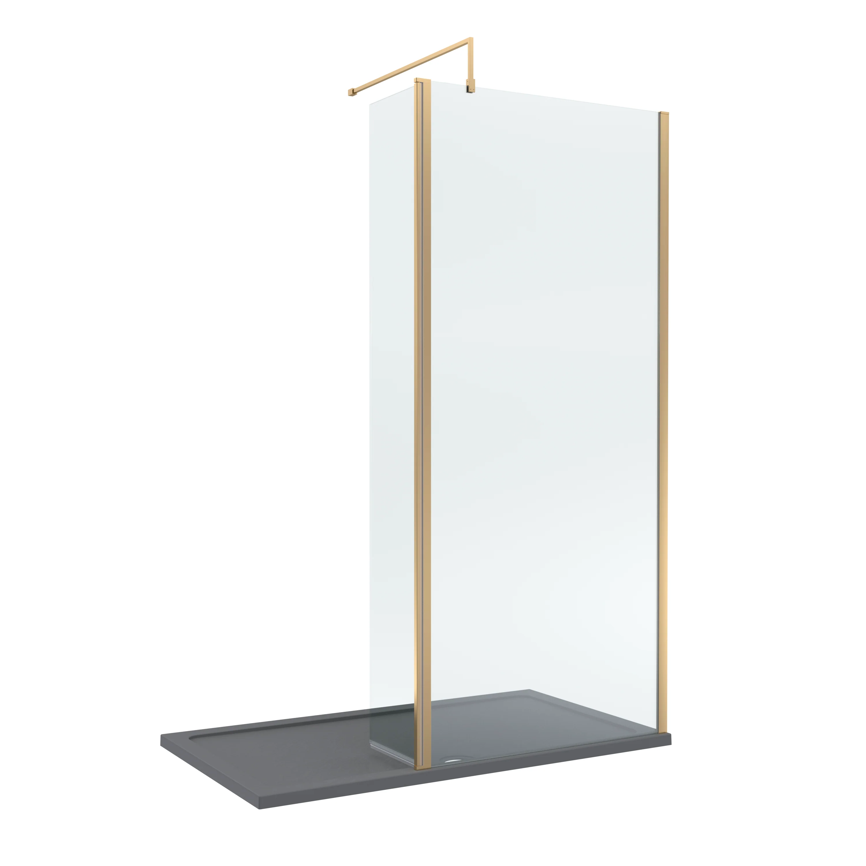 Contemporary 8mm Glass Walk In Wetroom Screen and Hinged Return Screen and Shower Tray - Choice of Size and Finish - Image 69
