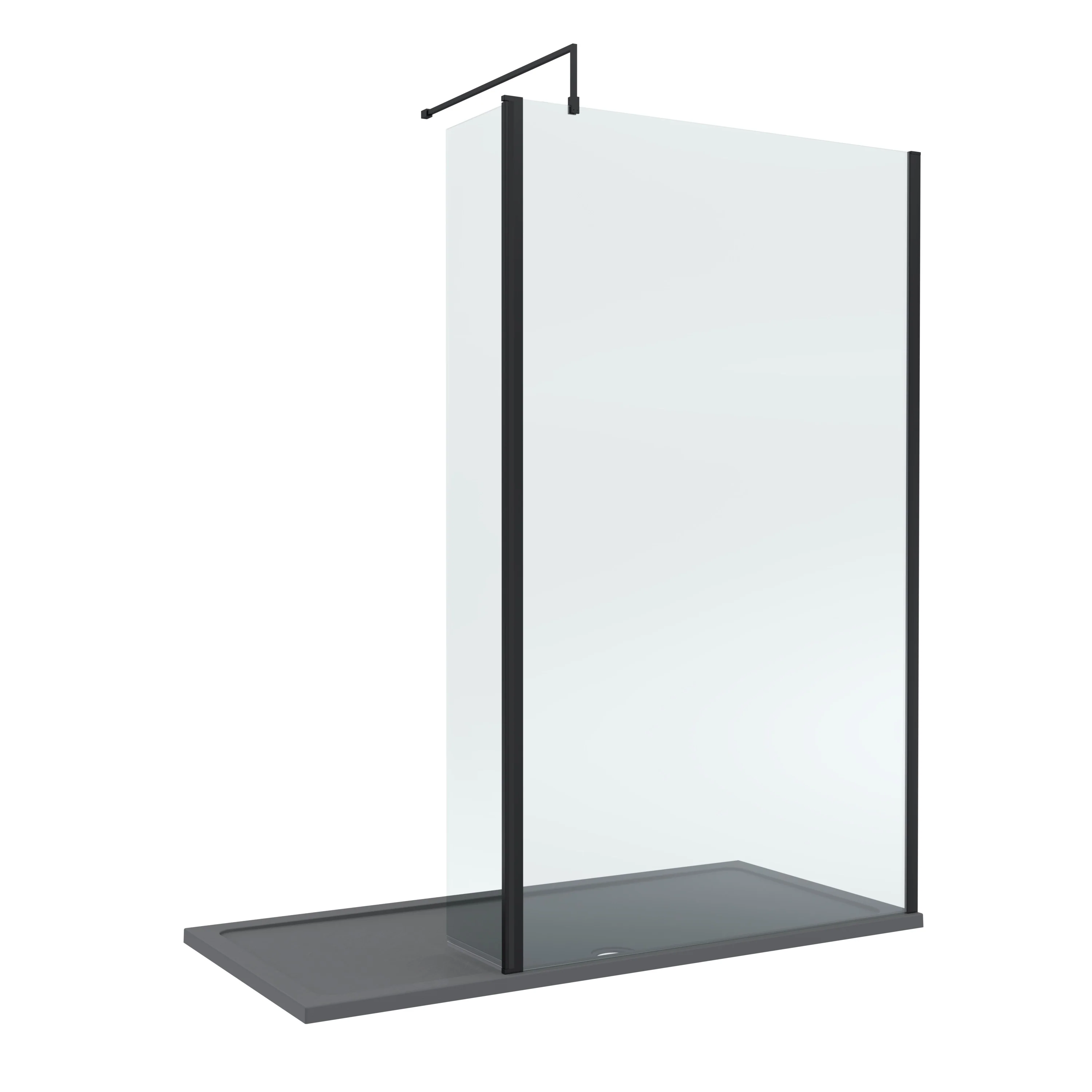 Contemporary 8mm Glass Walk In Wetroom Screen and Hinged Return Screen and Shower Tray - Choice of Size and Finish - Image 86