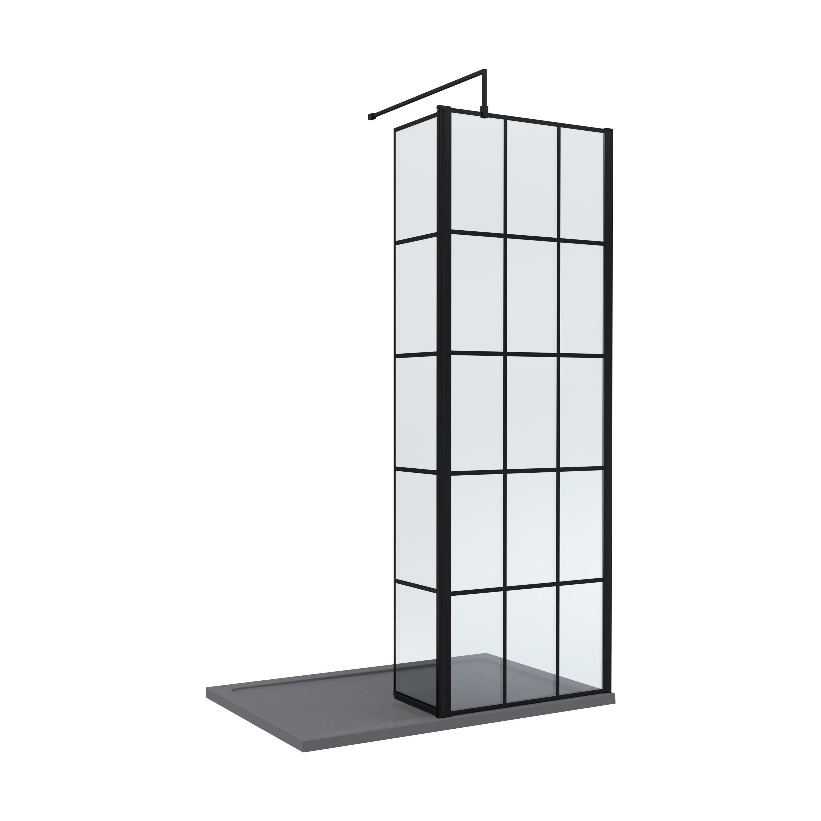 Contemporary 8mm Glass Walk In Wetroom Screen and Hinged Return Screen with Black Framed Design - Choice of Size - Image 10