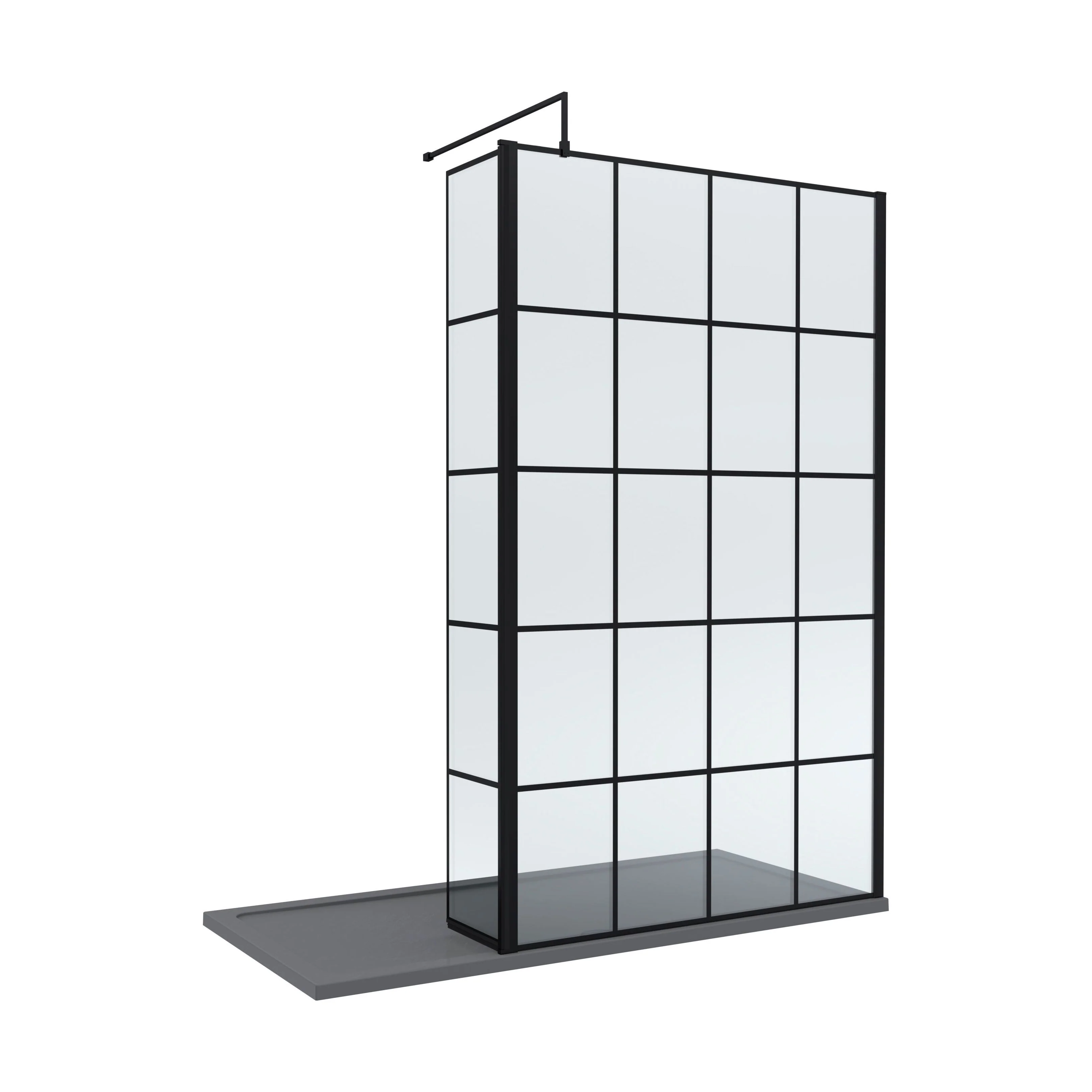 Contemporary 8mm Glass Walk In Wetroom Screen and Hinged Return Screen with Black Framed Design - Choice of Size - Image 18