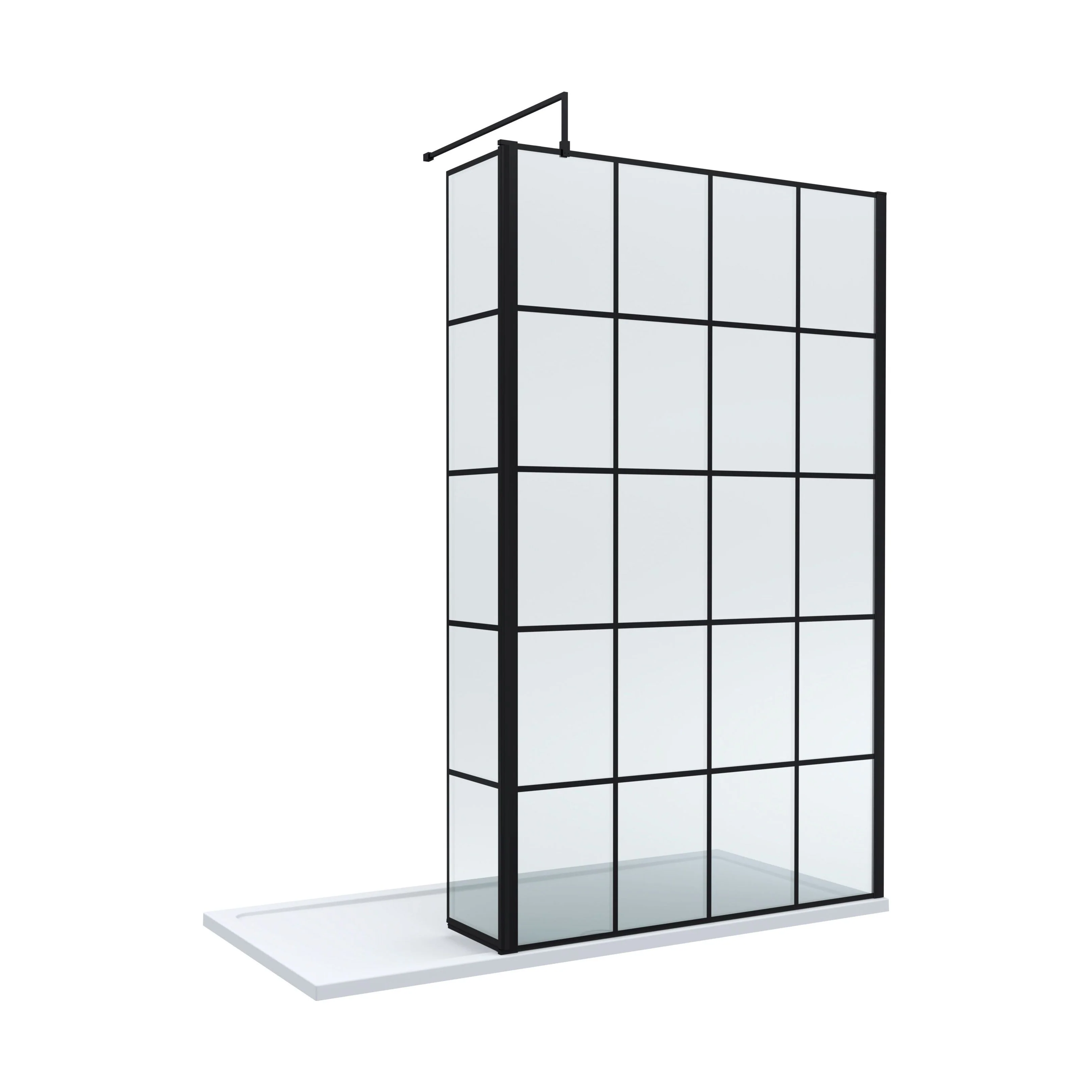 Contemporary 8mm Glass Walk In Wetroom Screen and Hinged Return Screen with Black Framed Design - Choice of Size - Image 7