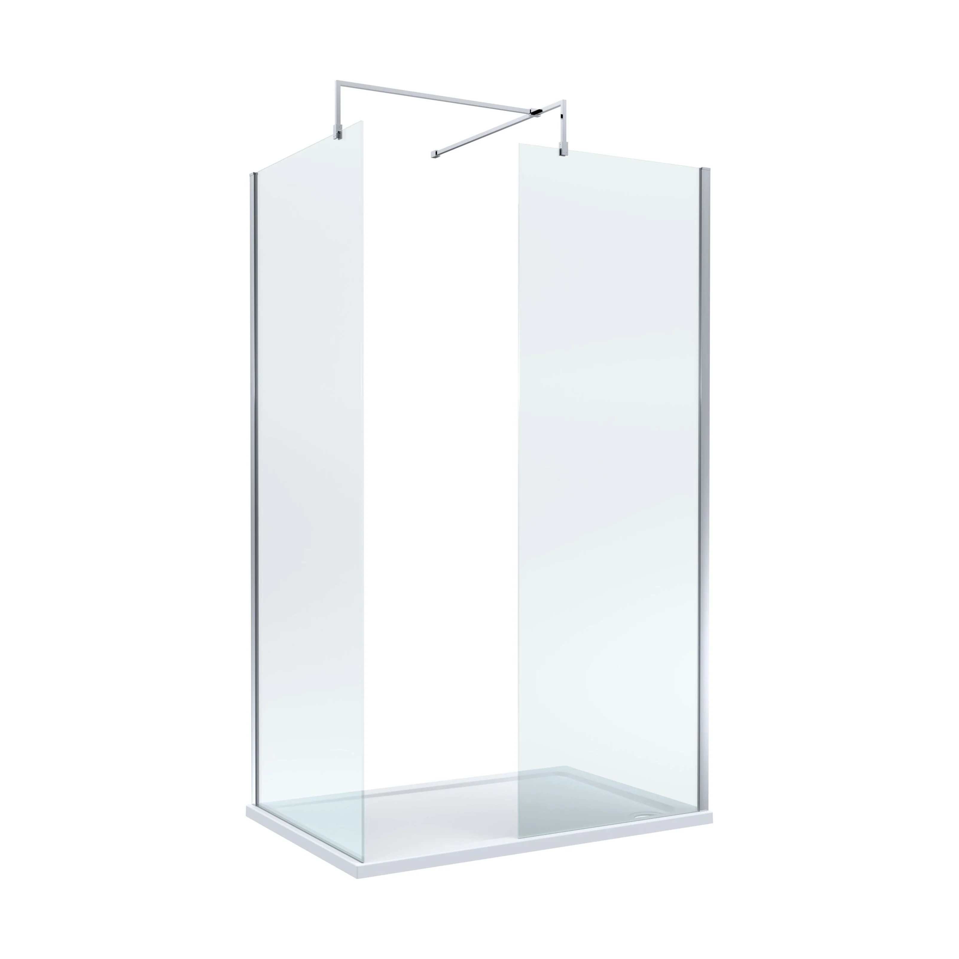 Contemporary 8mm Glass Walk In Wetroom Screens and Shower Tray - Choice of Size and Finish - Image 7