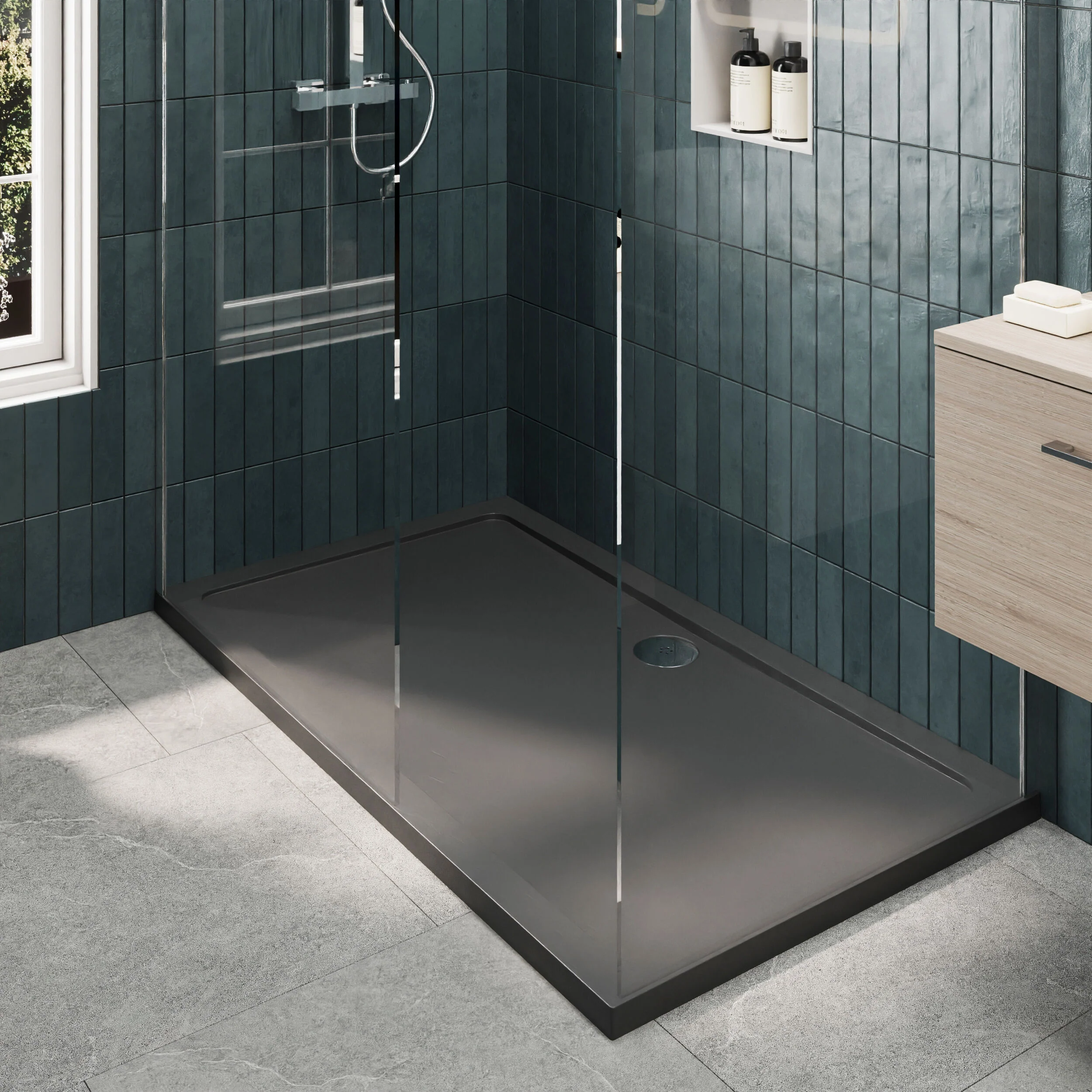 Contemporary 8mm Glass Walk In Wetroom Screens and Shower Tray - Choice of Size and Finish - Image 73