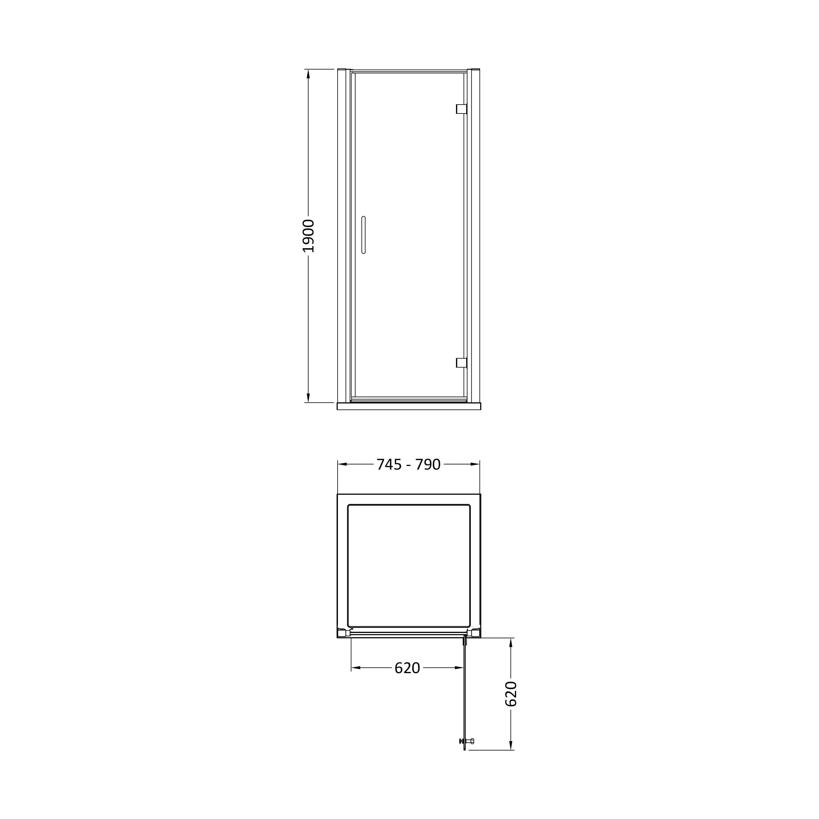 Ellenhall 8mm Toughened Safety Glass Hinged Shower Door, 1900mm Height - Choice of Size and Finish - Image 14