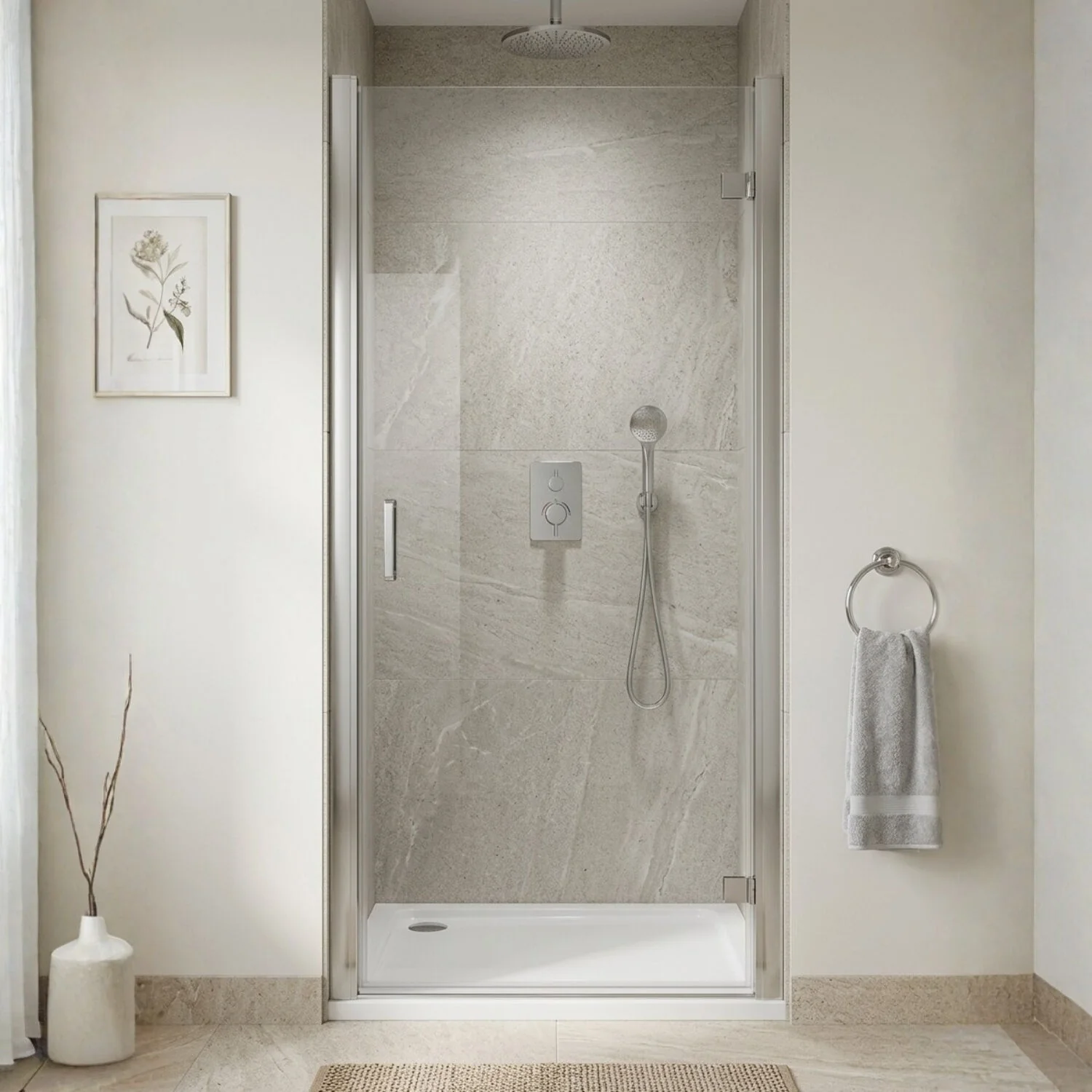 Ellenhall 8mm Toughened Safety Glass Hinged Shower Door, 1900mm Height - Choice of Size and Finish - Image 4