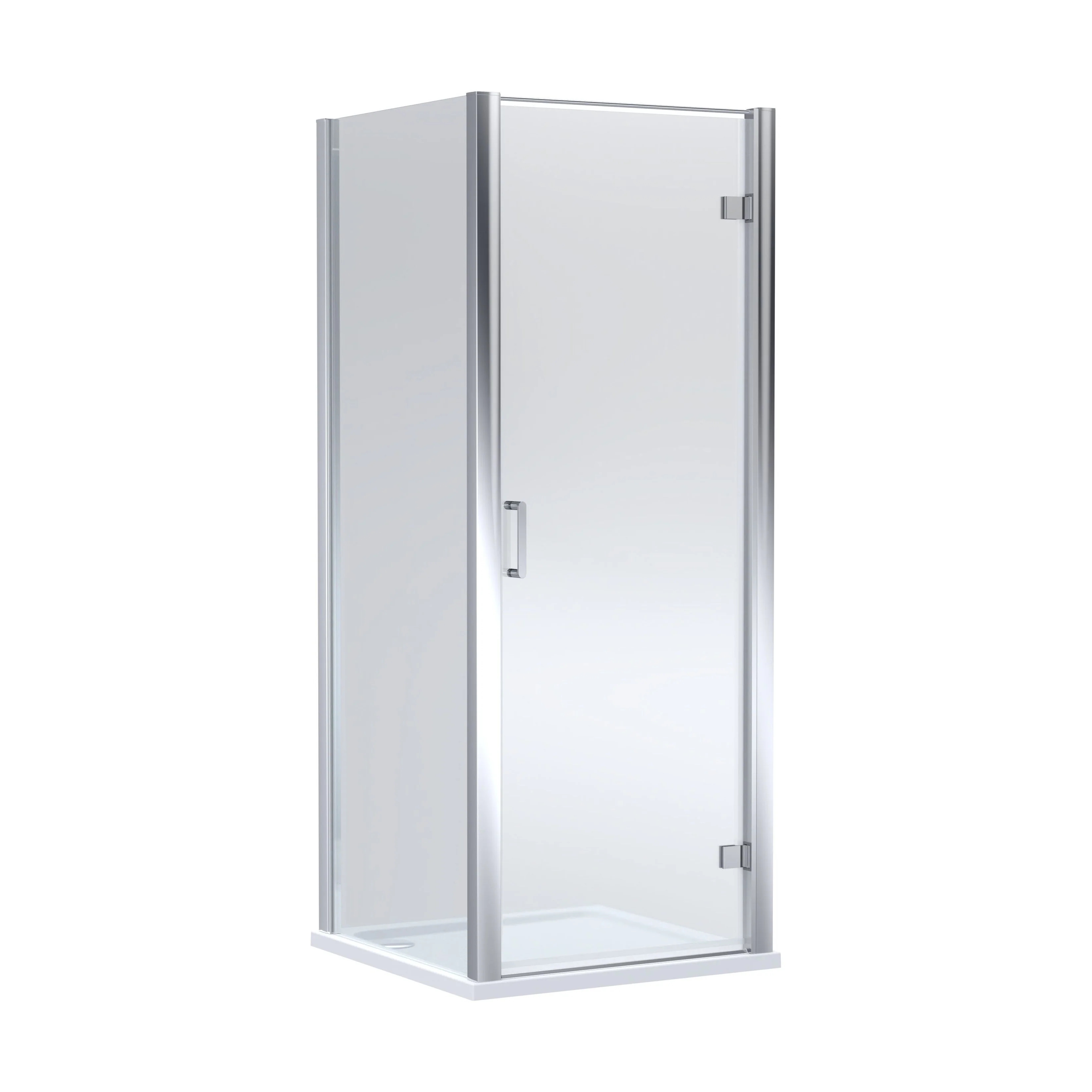 8mm Toughened Safety Glass Hinged Shower Door, Side Panel and Shower Tray - Choice of Size and Finish