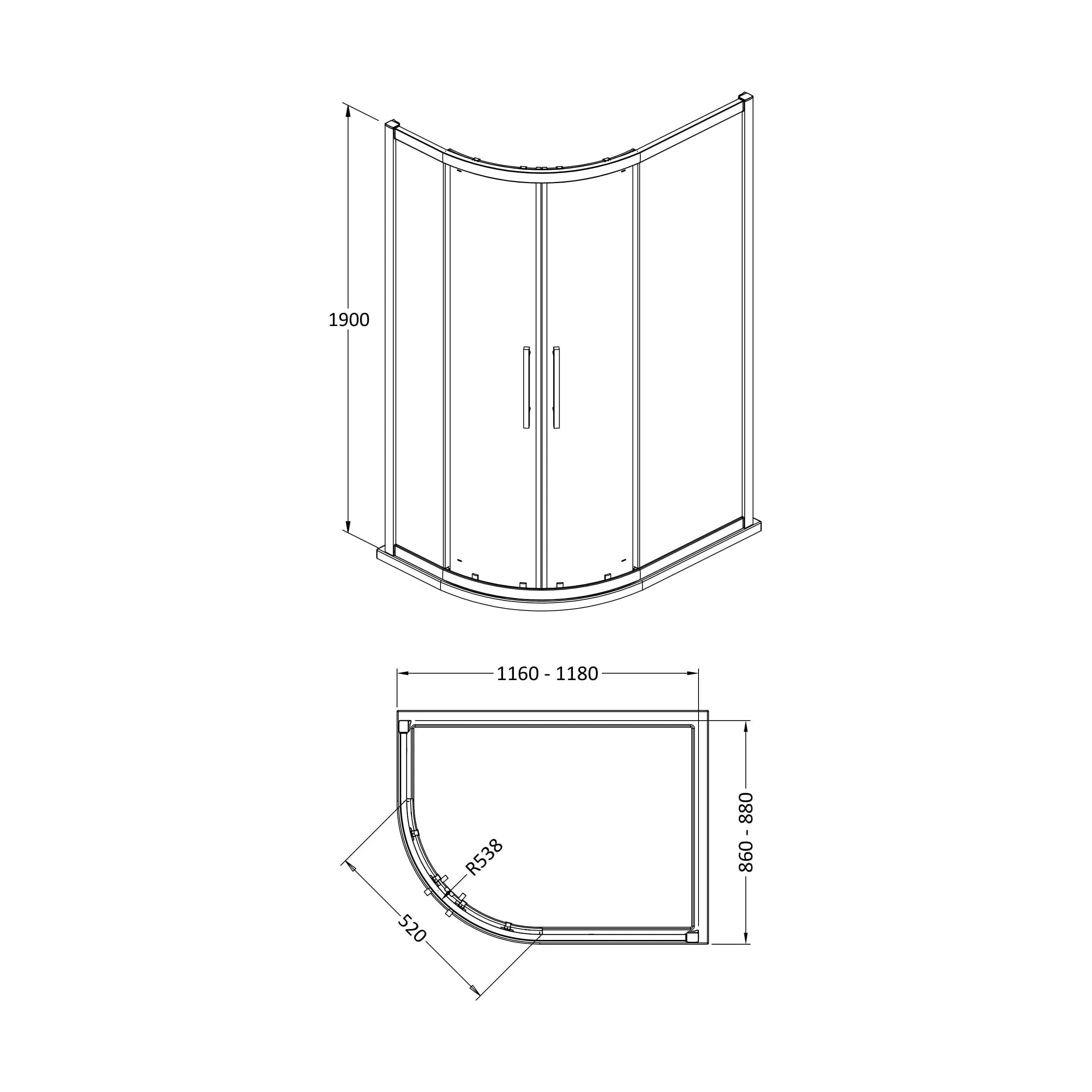 Sonic 8mm Toughened Safety Glass Offset Quadrant Shower Enclosure - Multiple Sizes Available - Image 14