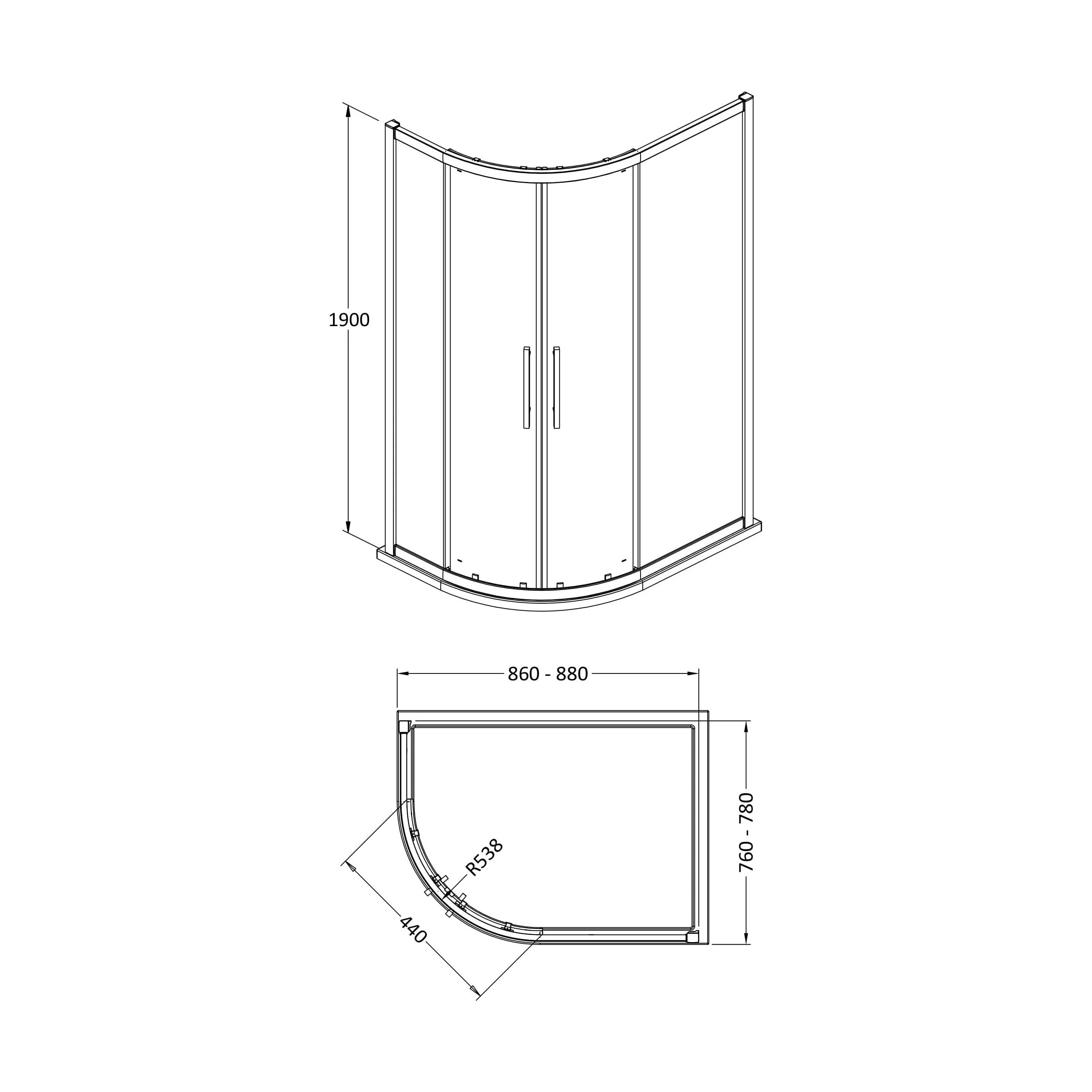 Sonic 8mm Toughened Safety Glass Offset Quadrant Shower Enclosure - Multiple Sizes Available - Image 15