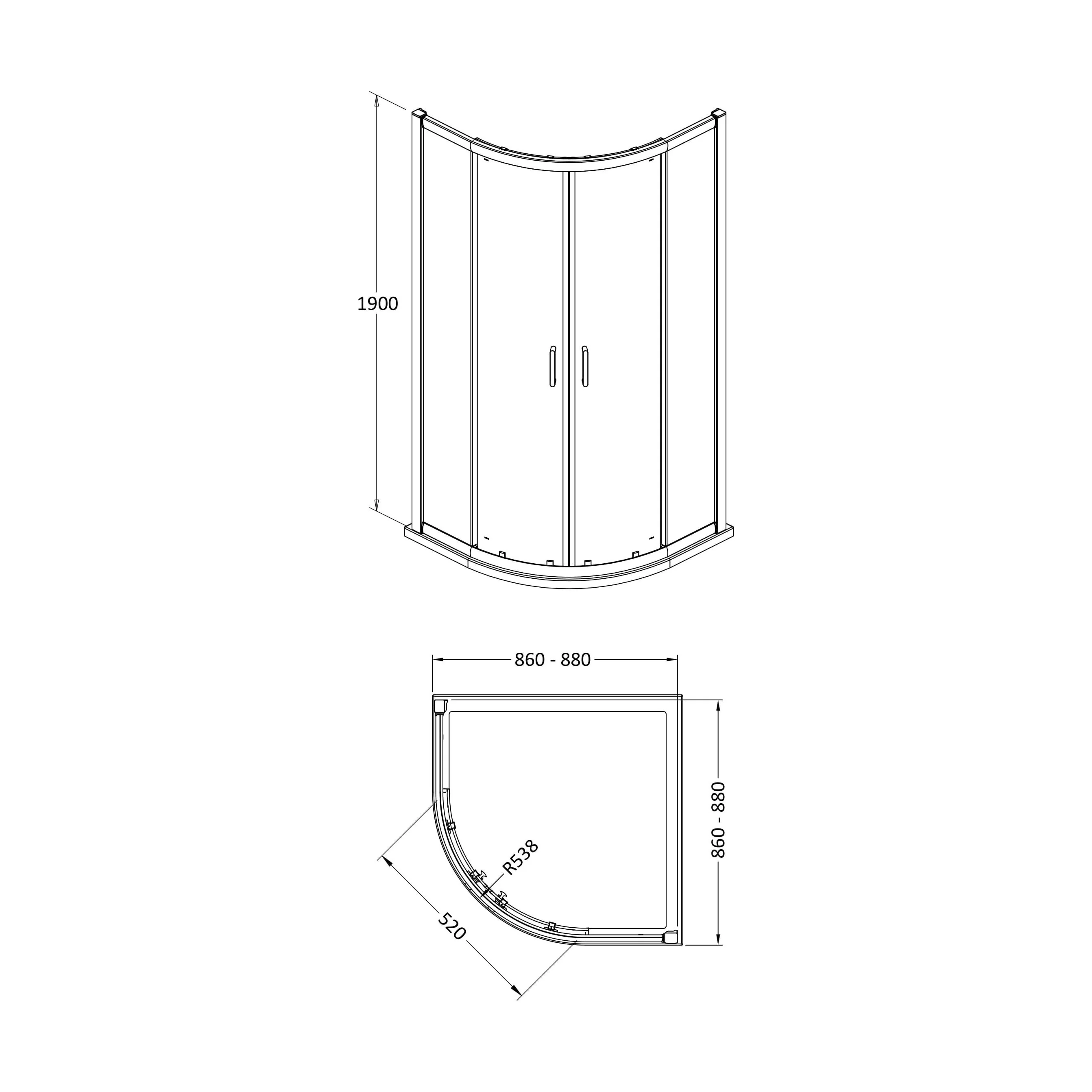 8mm Toughened Safety Glass Quadrant Shower Enclosure and Resin Shower Tray - Choice of Size and Finish - Image 17