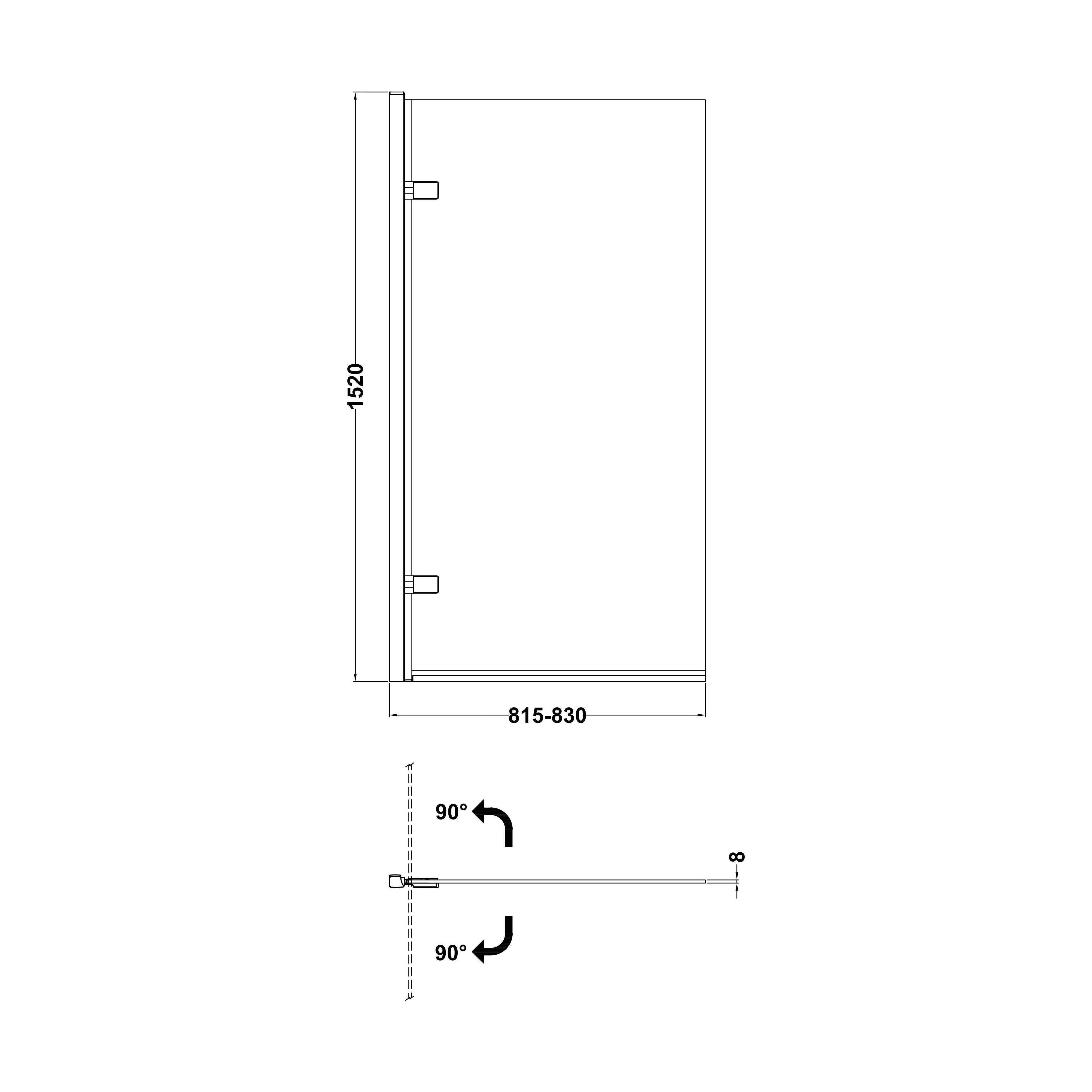 Contemporary 8mm Toughened Safety Glass Reversible Hinged Straight Shower Bath Screen - Choice of Colour - Image 9
