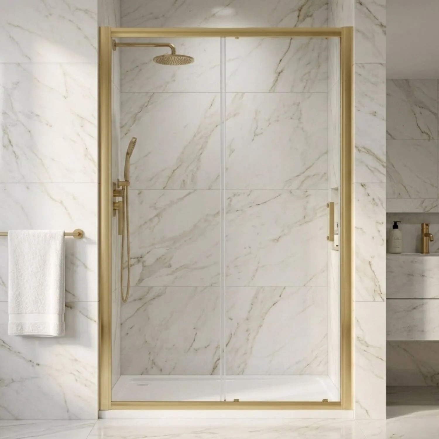 Ellenhall 8mm Toughened Safety Glass Sliding Shower Door, 1900mm Height - Choice of Size and Finish - Image 2