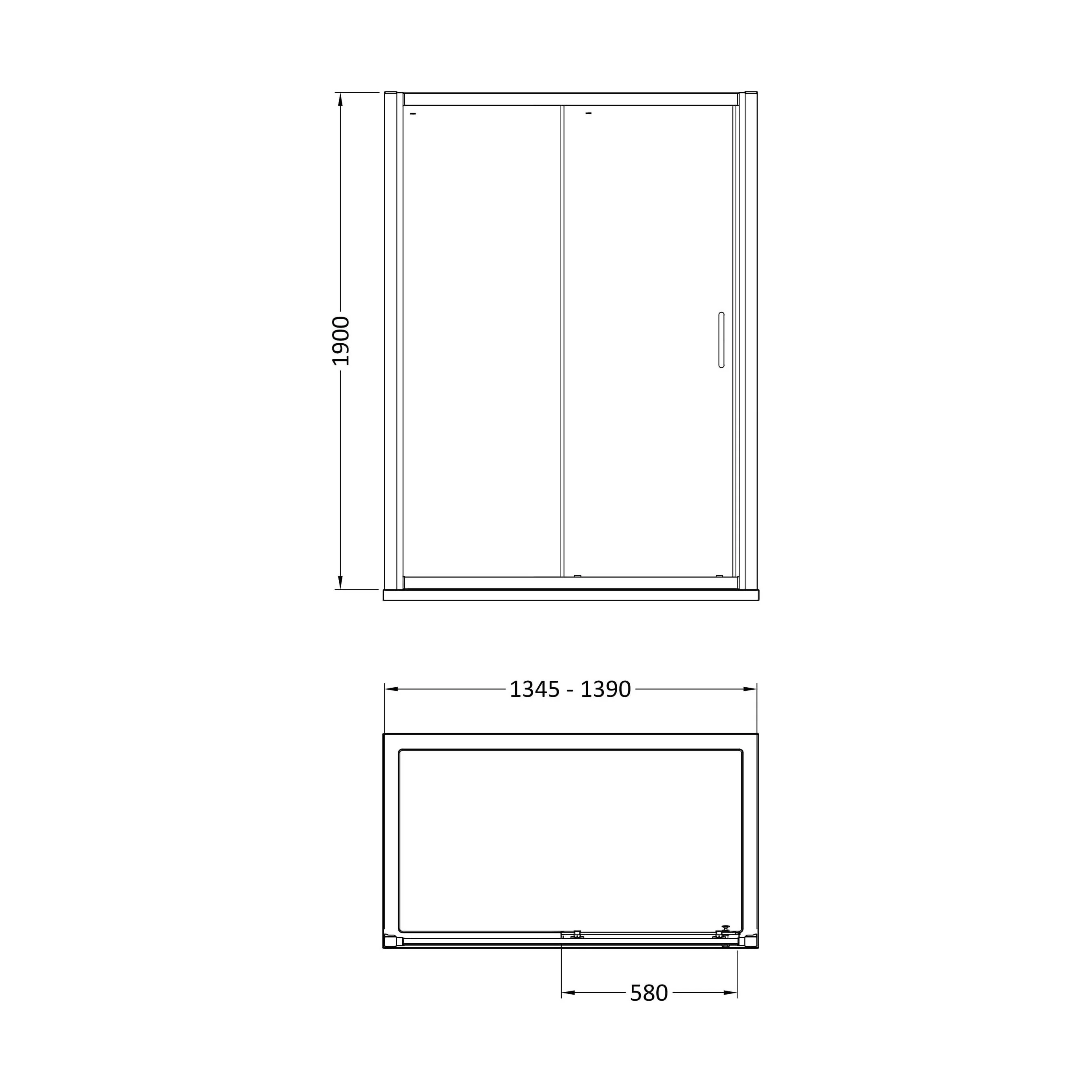 Ellenhall 8mm Toughened Safety Glass Sliding Shower Door, 1900mm Height - Choice of Size and Finish - Image 24