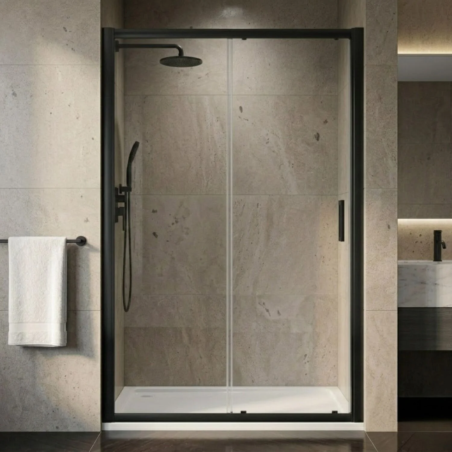 Ellenhall 8mm Toughened Safety Glass Sliding Shower Door, 1900mm Height - Choice of Size and Finish - Image 3