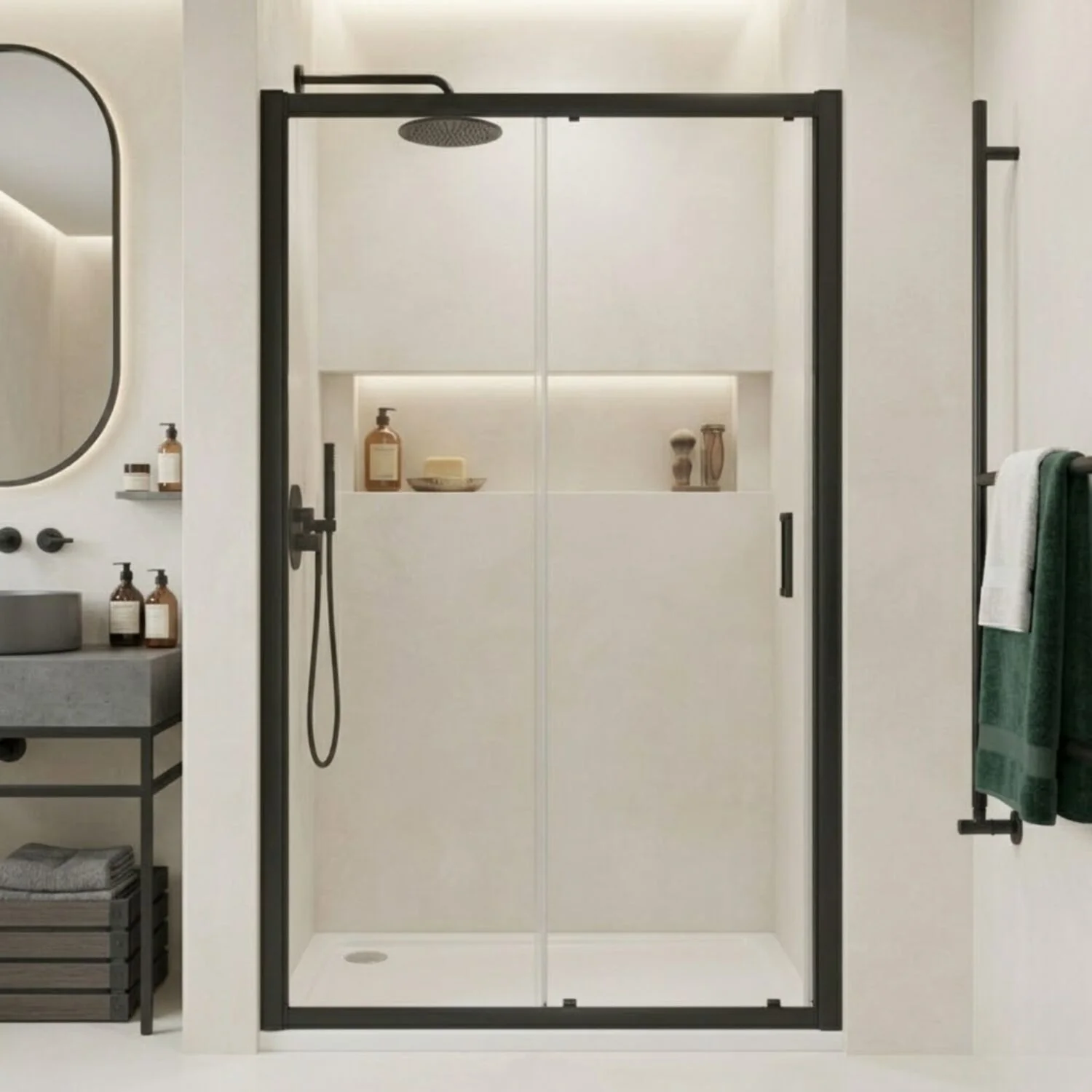 Ellenhall 8mm Toughened Safety Glass Sliding Shower Door, 1900mm Height - Choice of Size and Finish - Image 6