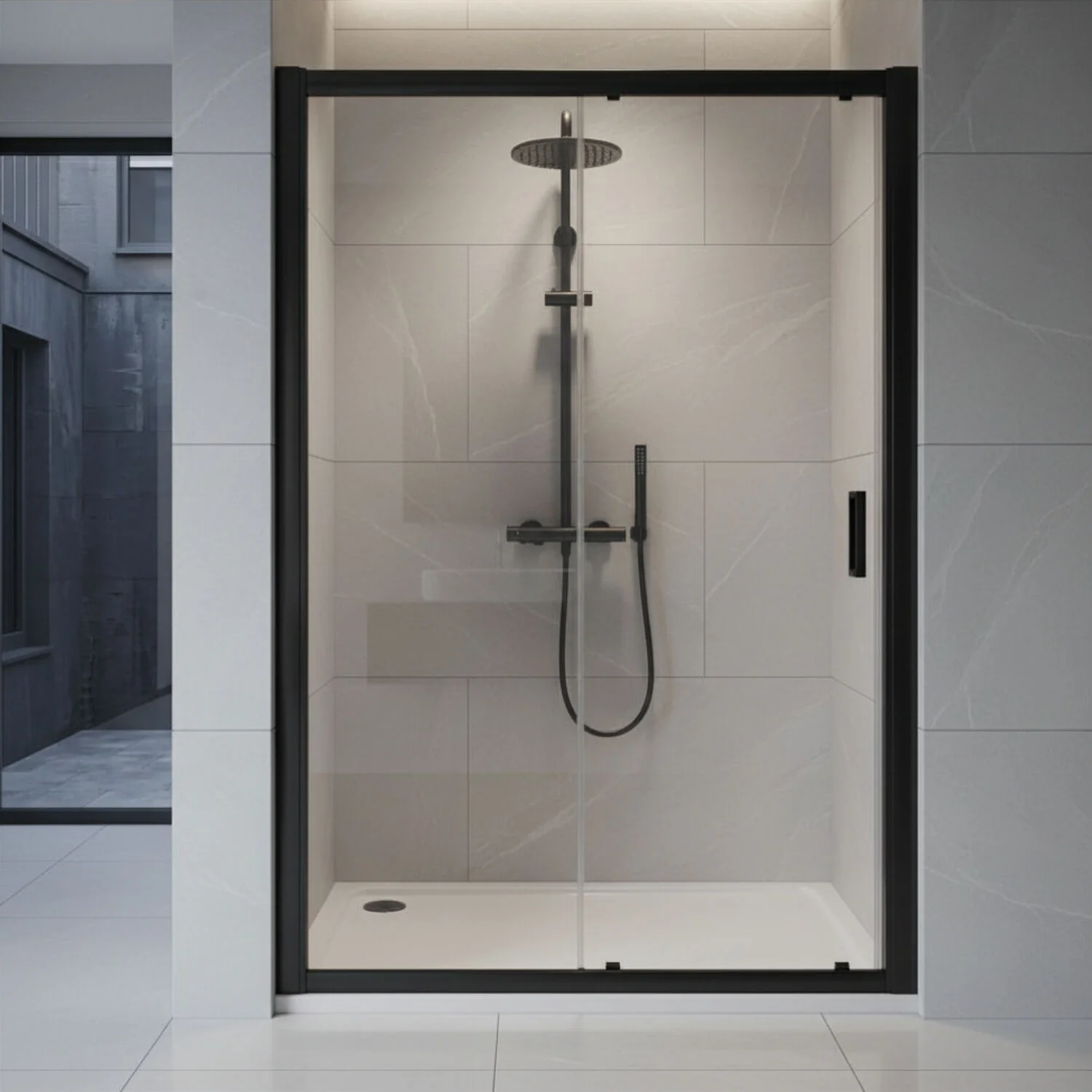 Ellenhall 8mm Toughened Safety Glass Sliding Shower Door, 1900mm Height - Choice of Size and Finish - Image 9