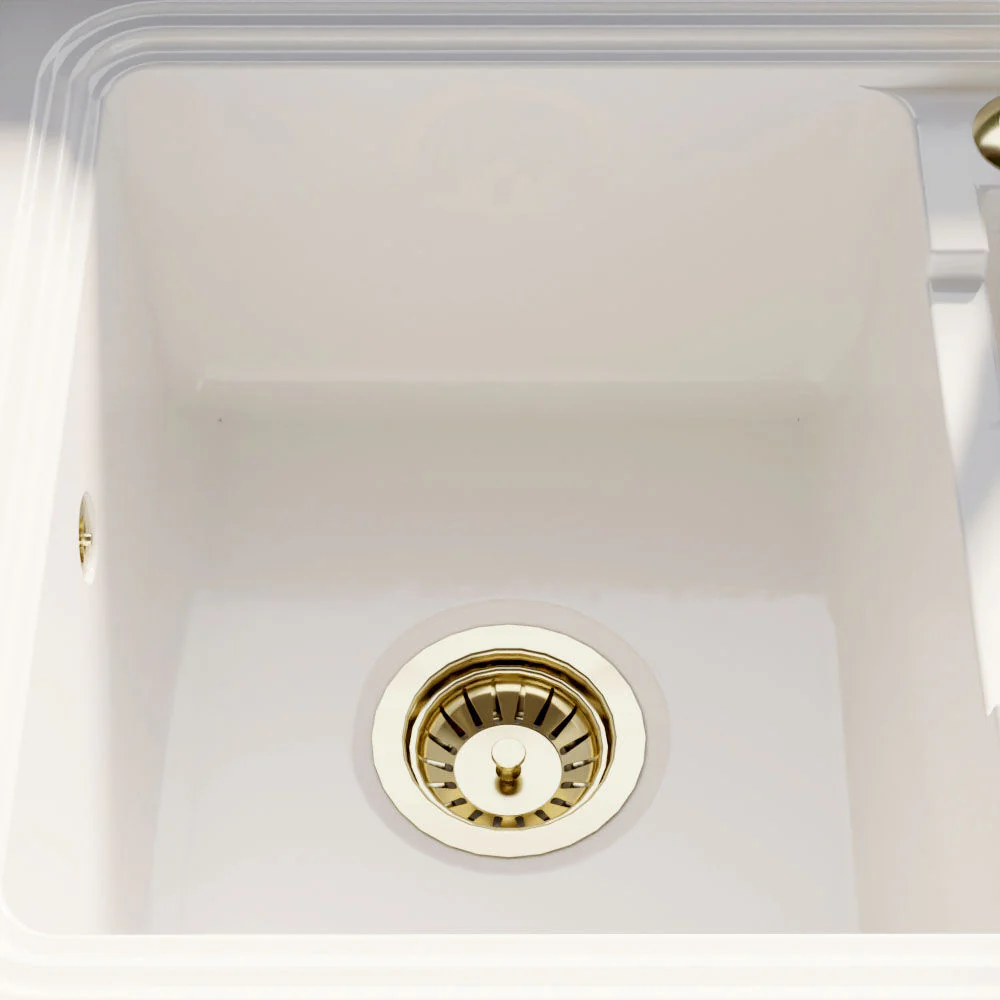 90mm Fireclay Kitchen Sink Basket Strainer Waste with Overflow - Multiple Colours Available - Image 6