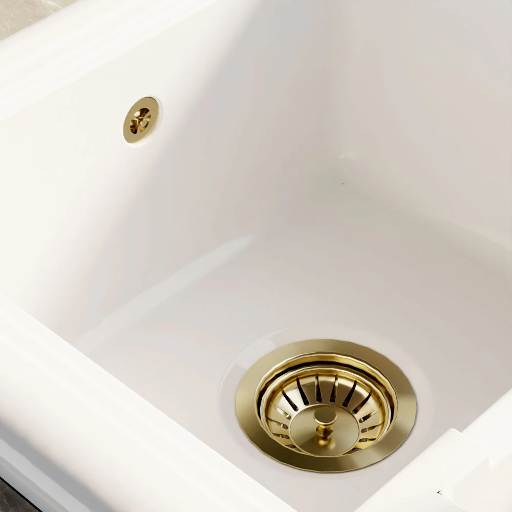 90mm Fireclay Kitchen Sink Basket Strainer Waste with Overflow - Multiple Colours Available - Image 7