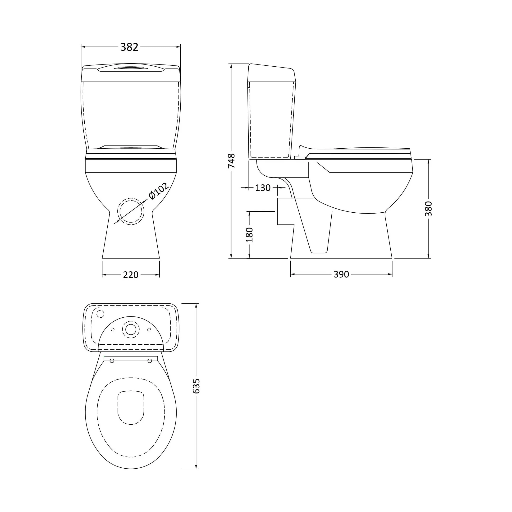 Anslow Round Ceramic Bathroom Bundle - Toilet Pan with Cistern, Soft-Close Seat & 550mm Basin with Full Pedestal (1TH or 2TH) - Image 5