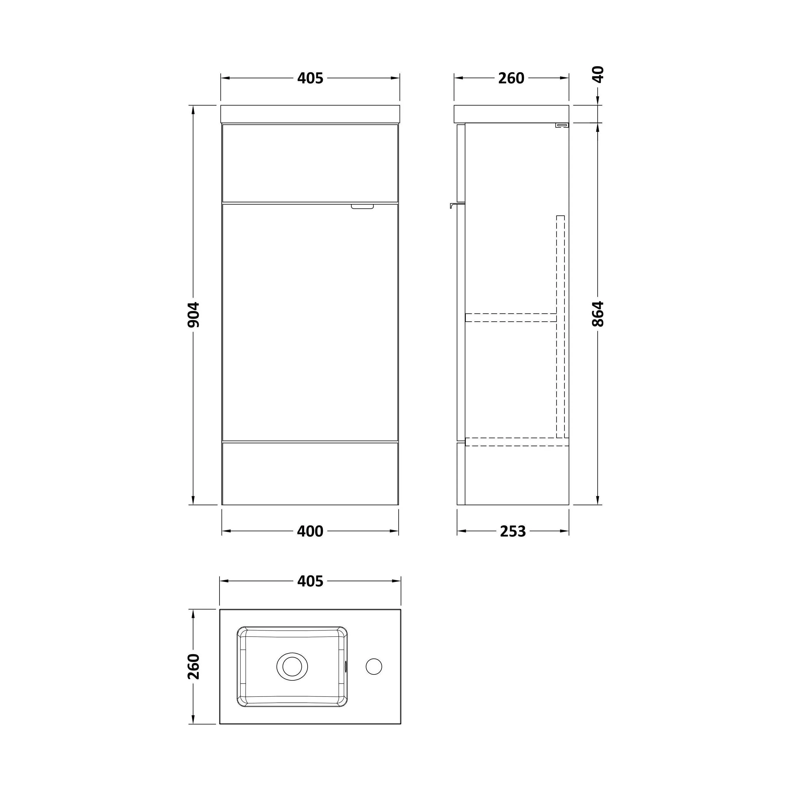 Alrewas Contemporary 1 Door Floor Standing Compact Vanity Unit with Basin, Bleached Oak, 400mm - Image 2