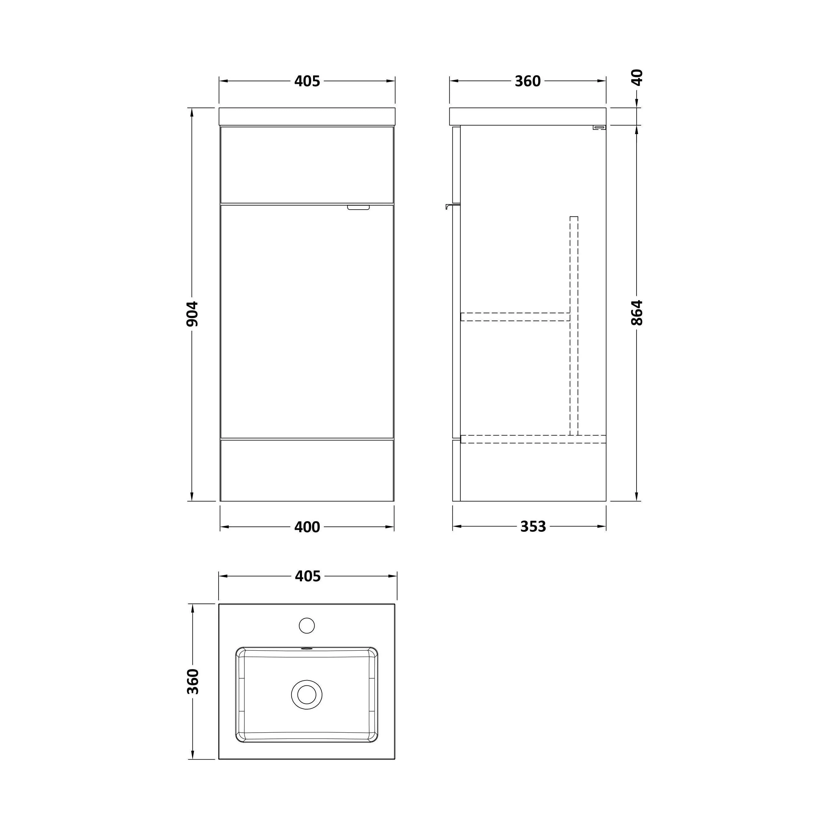 Alrewas Contemporary 1 Door Floor Standing Vanity Unit with Basin, Bleached Oak, 400mm - Image 2