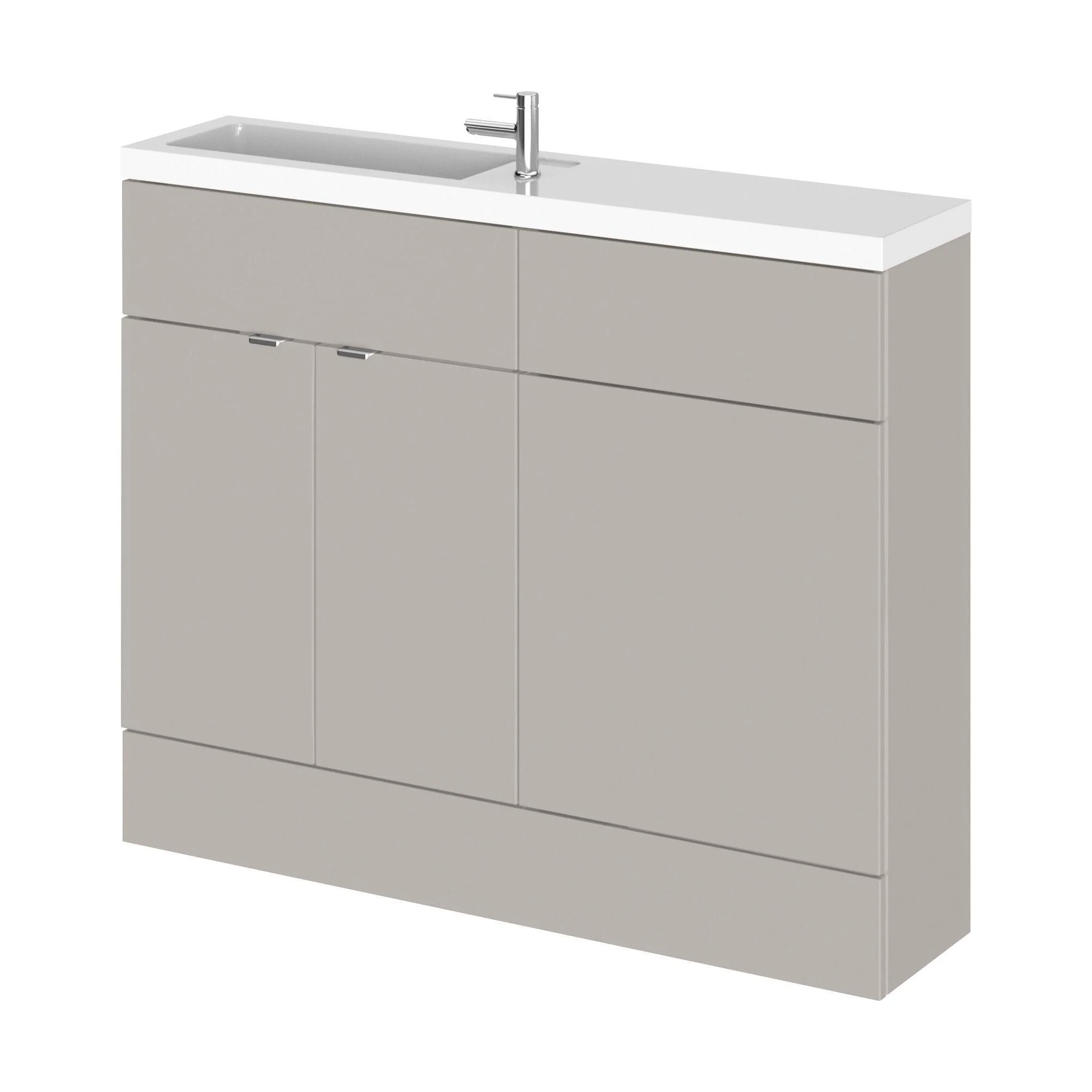 Alrewas Contemporary 2 Door Floor Standing Compact Combination Unit with Basin, Pebble Grey, 1100mm