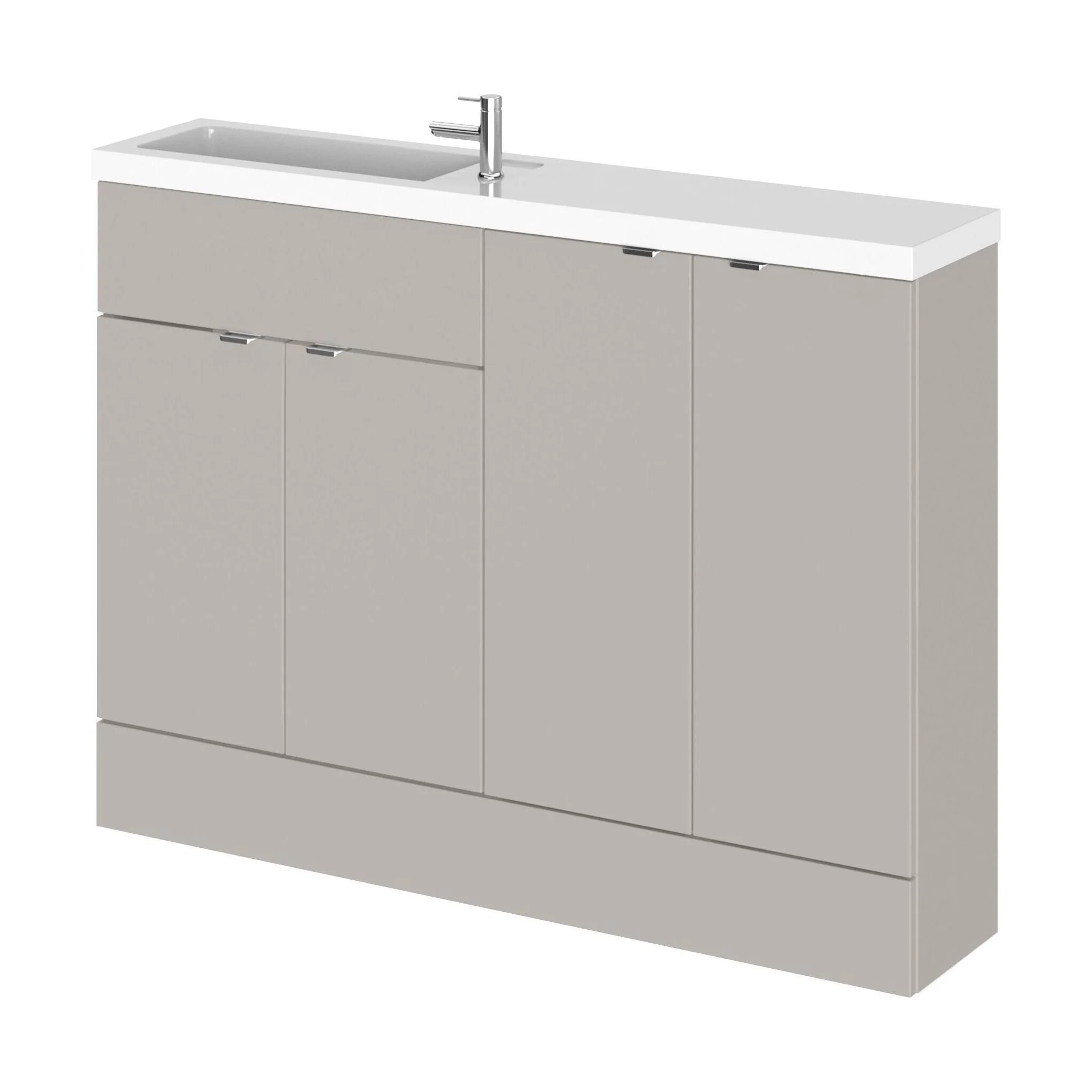 Alrewas Contemporary 2 Door Floor Standing Compact Combination Unit with Basin, Pebble Grey, 1200mm