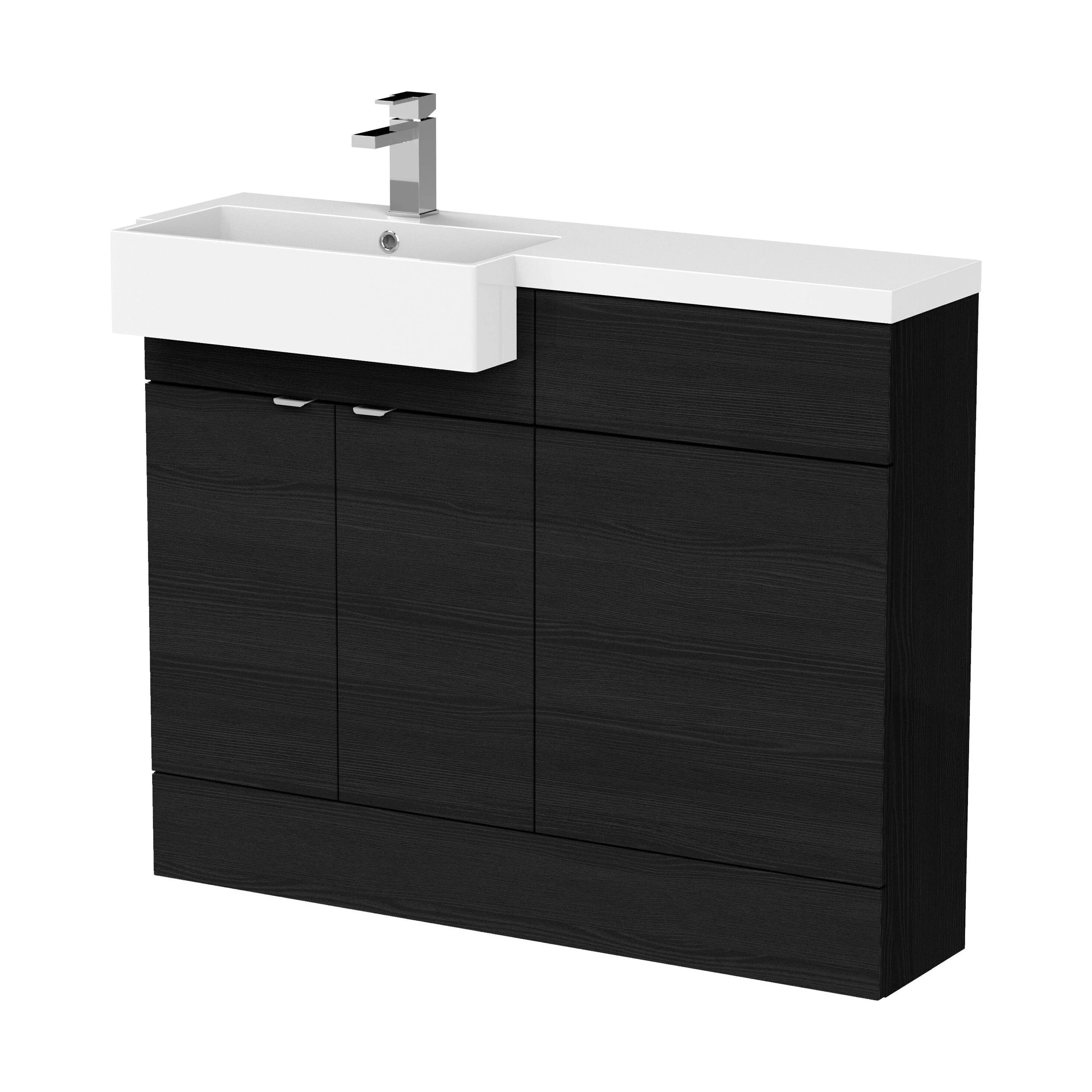Alrewas Contemporary 2 Door Left-Hand Floor Standing Combination Unit with Basin, Charcoal Black, 1100mm