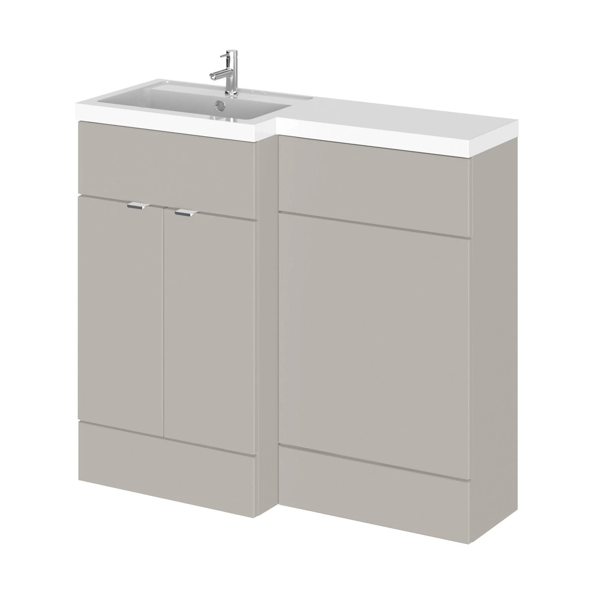 Alrewas Contemporary 2 Door Left-Hand Floor Standing Combination Unit with Basin, Pebble Grey, 1000mm