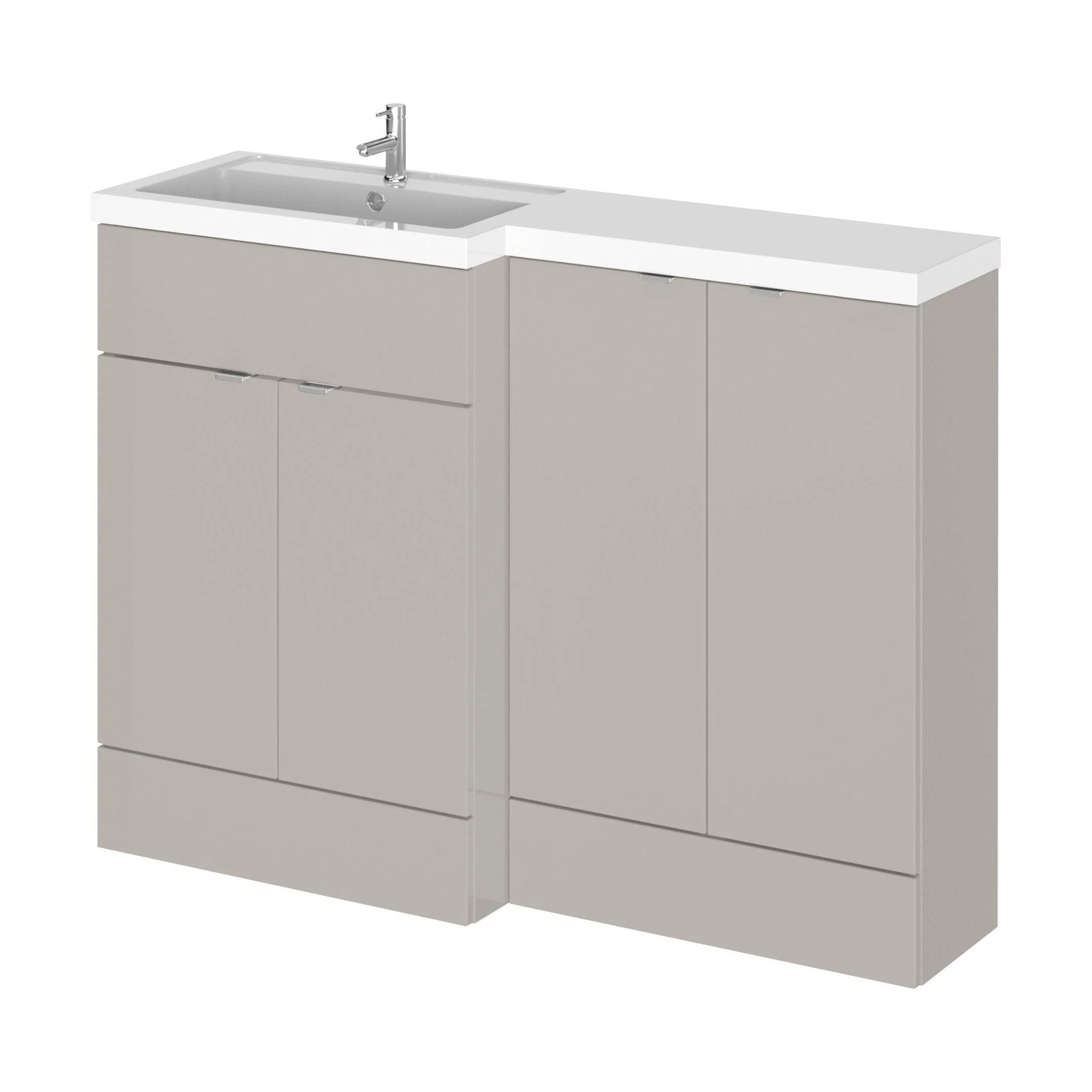 Alrewas Contemporary 2 Door Left-Hand Floor Standing Combination Unit with Basin, Pebble Grey, 1200mm