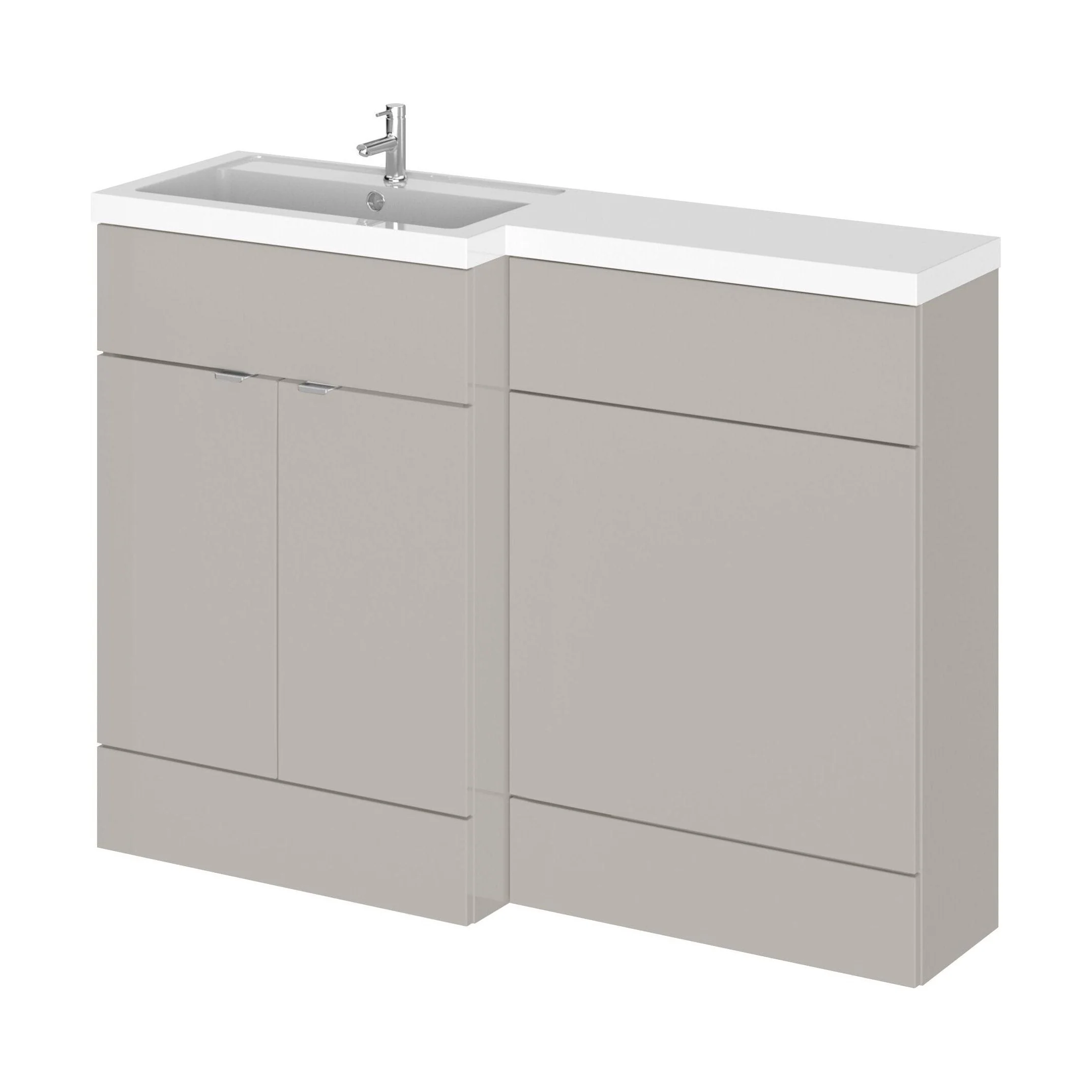Alrewas Contemporary 2 Door Left-Hand Floor Standing Combination Unit with Basin, Pebble Grey, 1200mm
