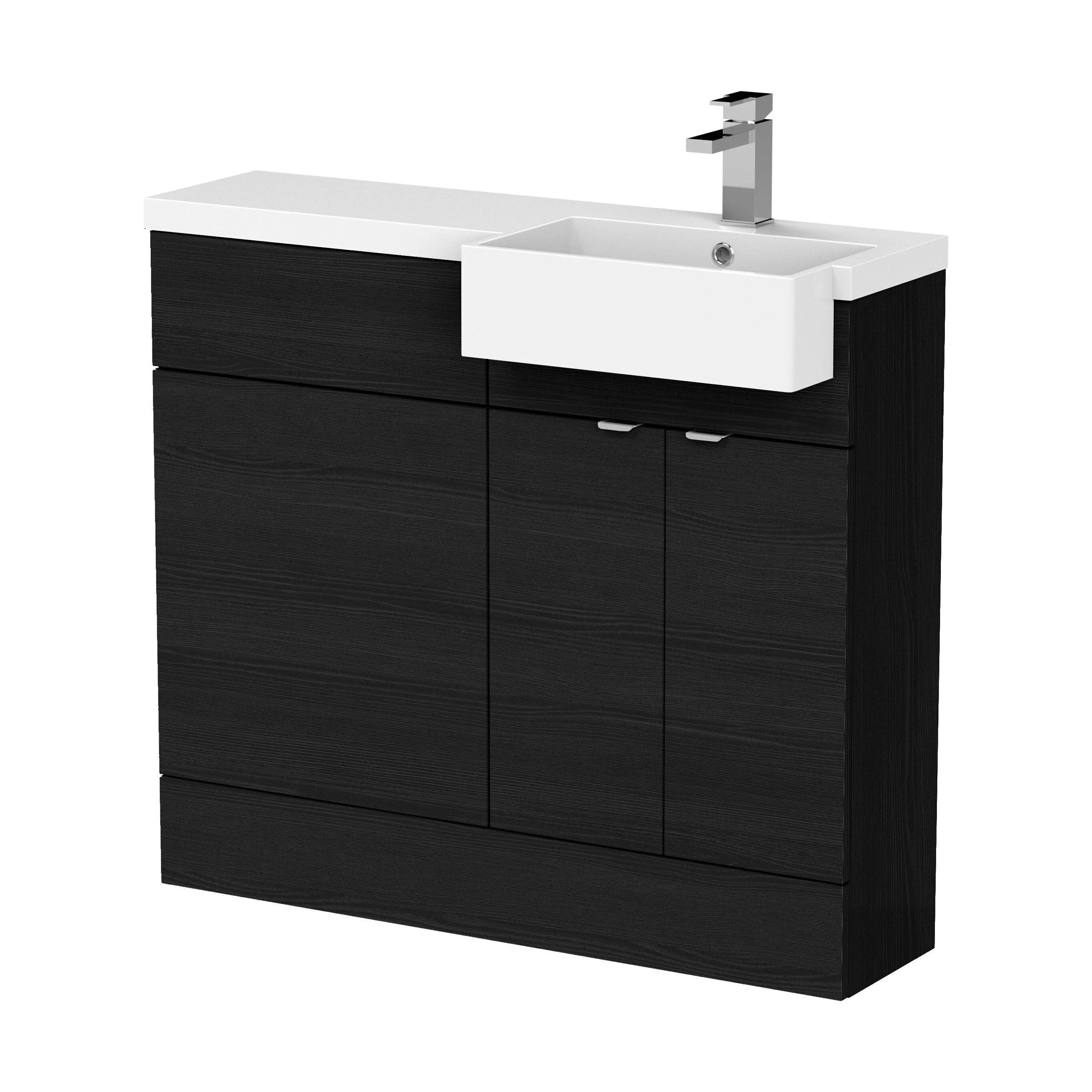 Alrewas Contemporary 2 Door Right-Hand Floor Standing Combination Unit with Basin, Charcoal Black, 1000mm