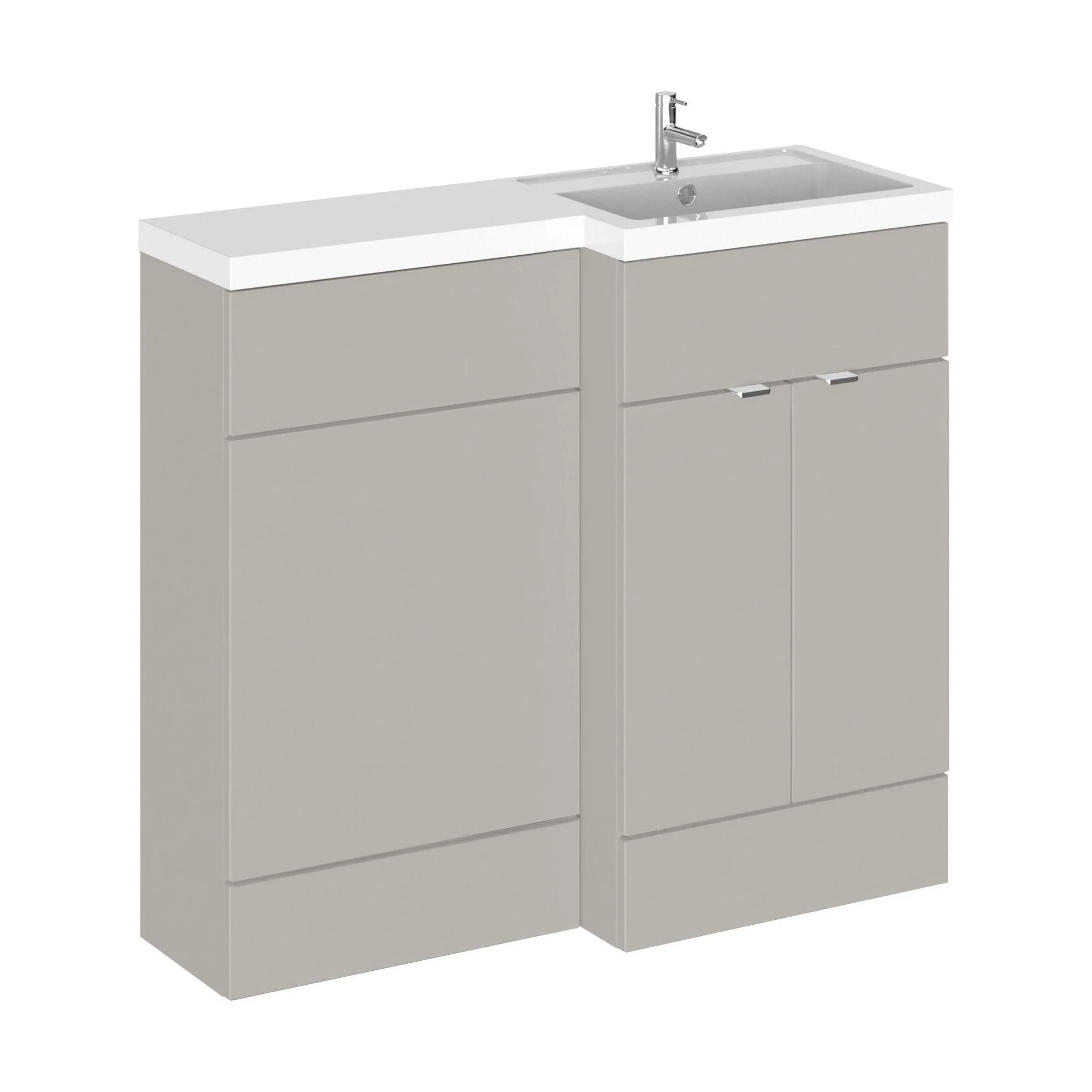 Alrewas Contemporary 2 Door Right-Hand Floor Standing Combination Unit with Basin, Pebble Grey, 1000mm