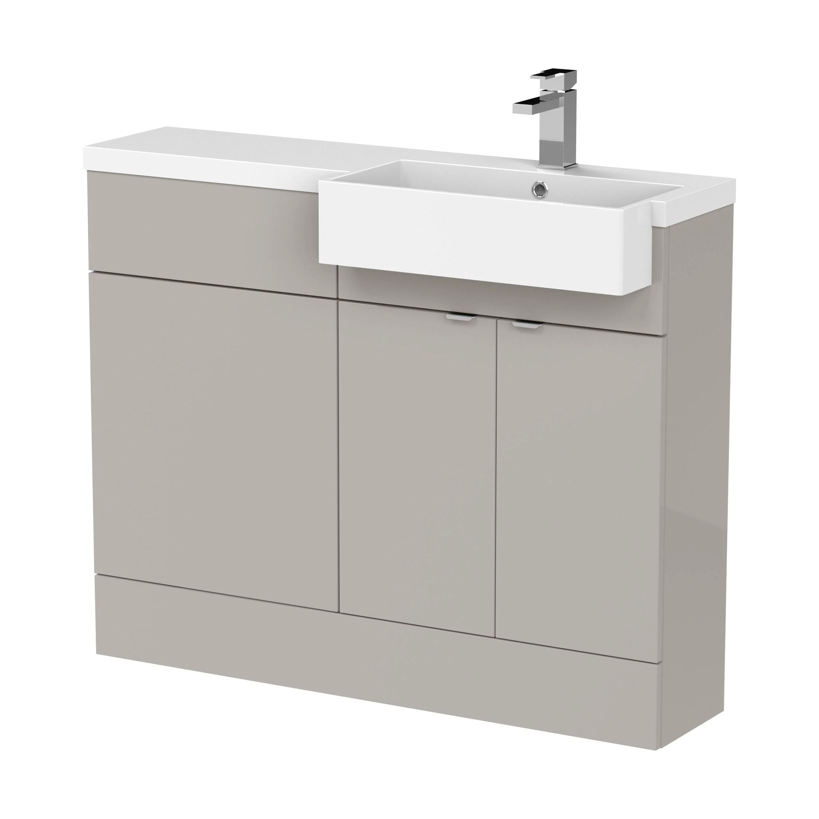 Alrewas Contemporary 2 Door Right-Hand Floor Standing Combination Unit with Basin, Pebble Grey, 1100mm