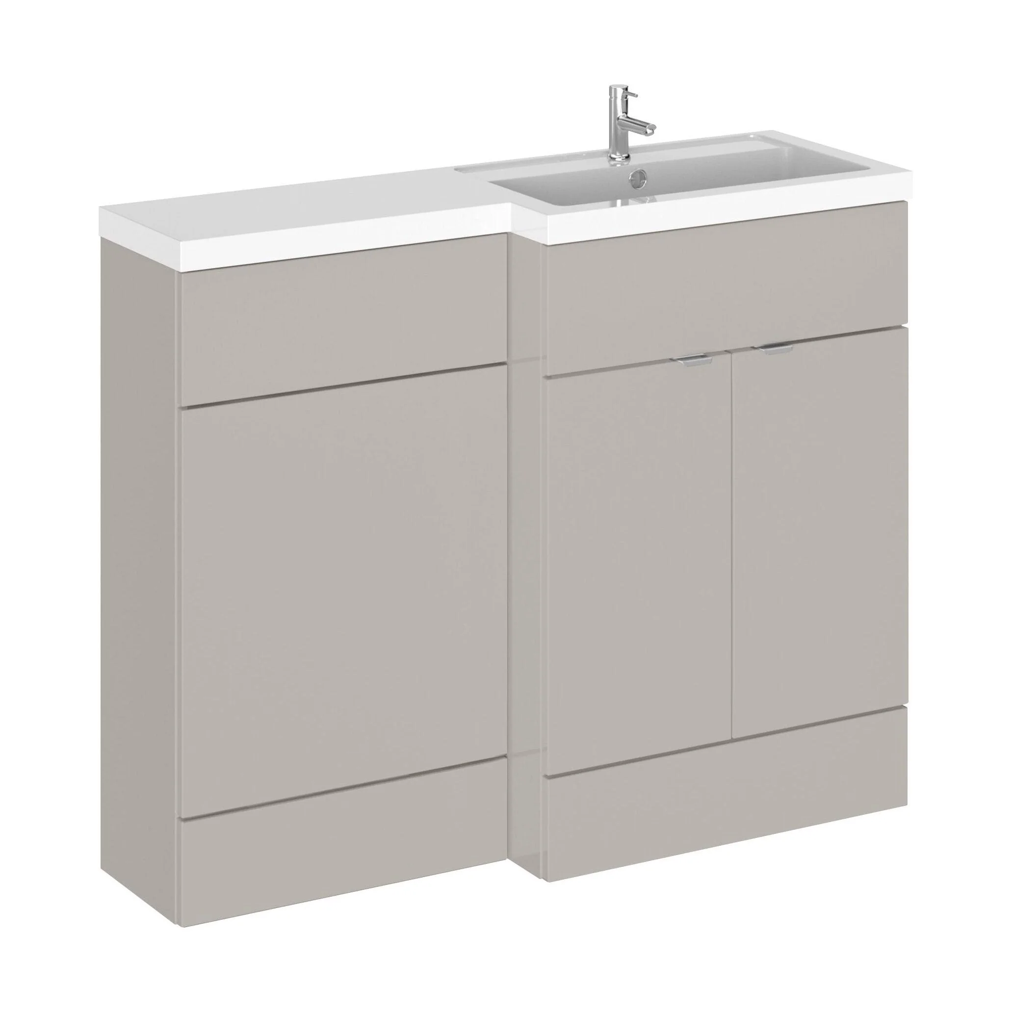 Alrewas Contemporary 2 Door Right-Hand Floor Standing Combination Unit with Basin, Pebble Grey, 1100mm