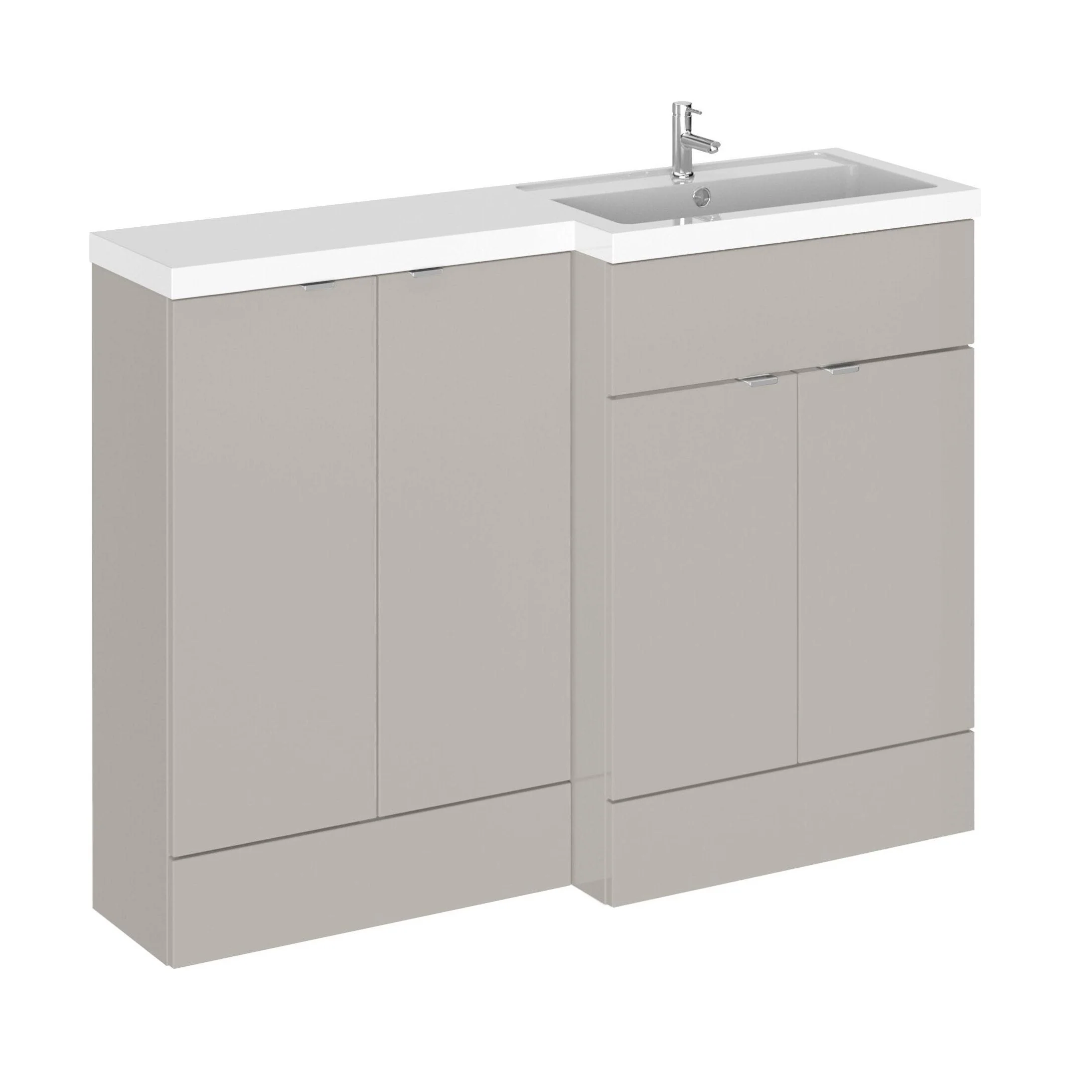 Alrewas Contemporary 2 Door Right-Hand Floor Standing Combination Unit with Basin, Pebble Grey, 1200mm