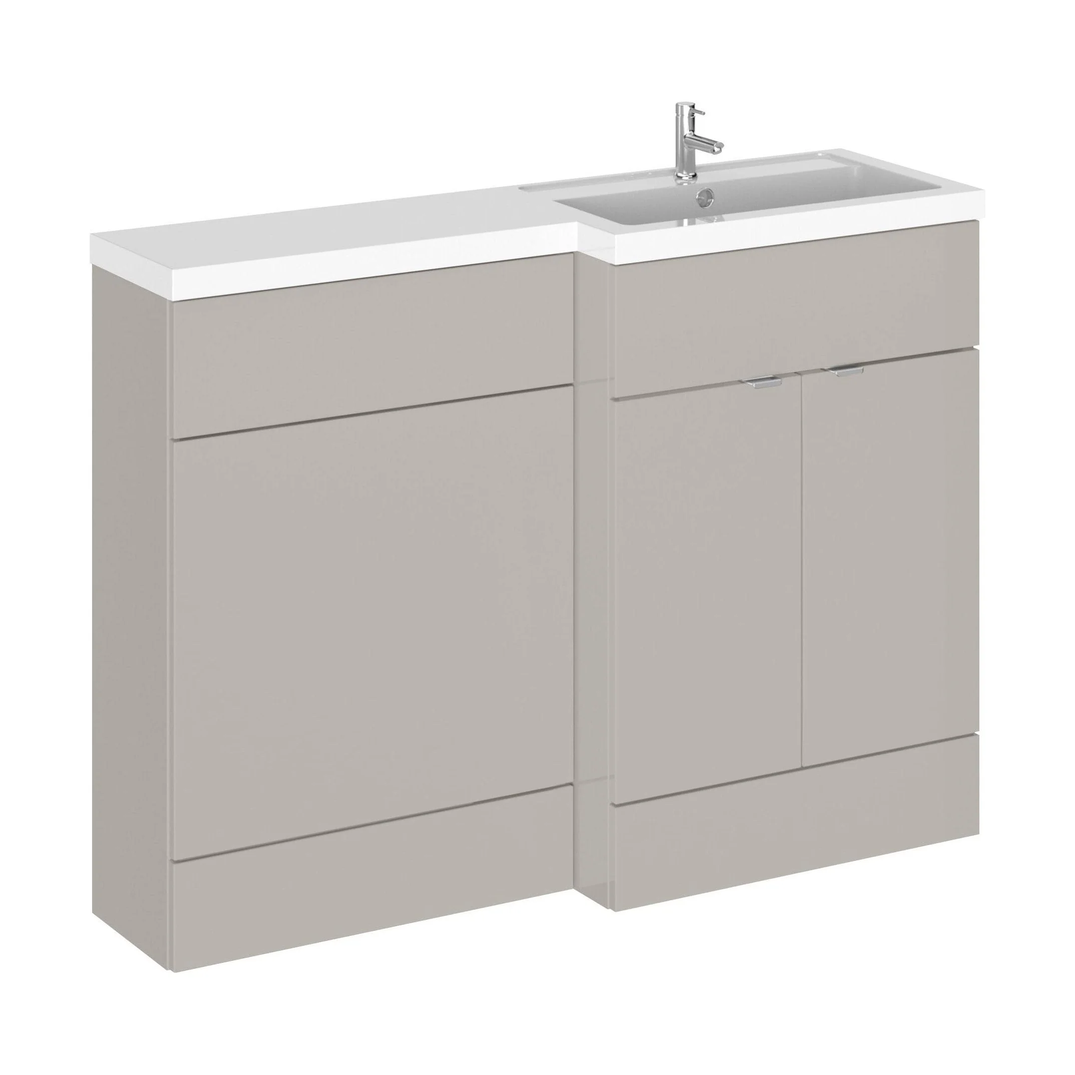 Alrewas Contemporary 2 Door Right-Hand Floor Standing Combination Unit with Basin, Pebble Grey, 1200mm