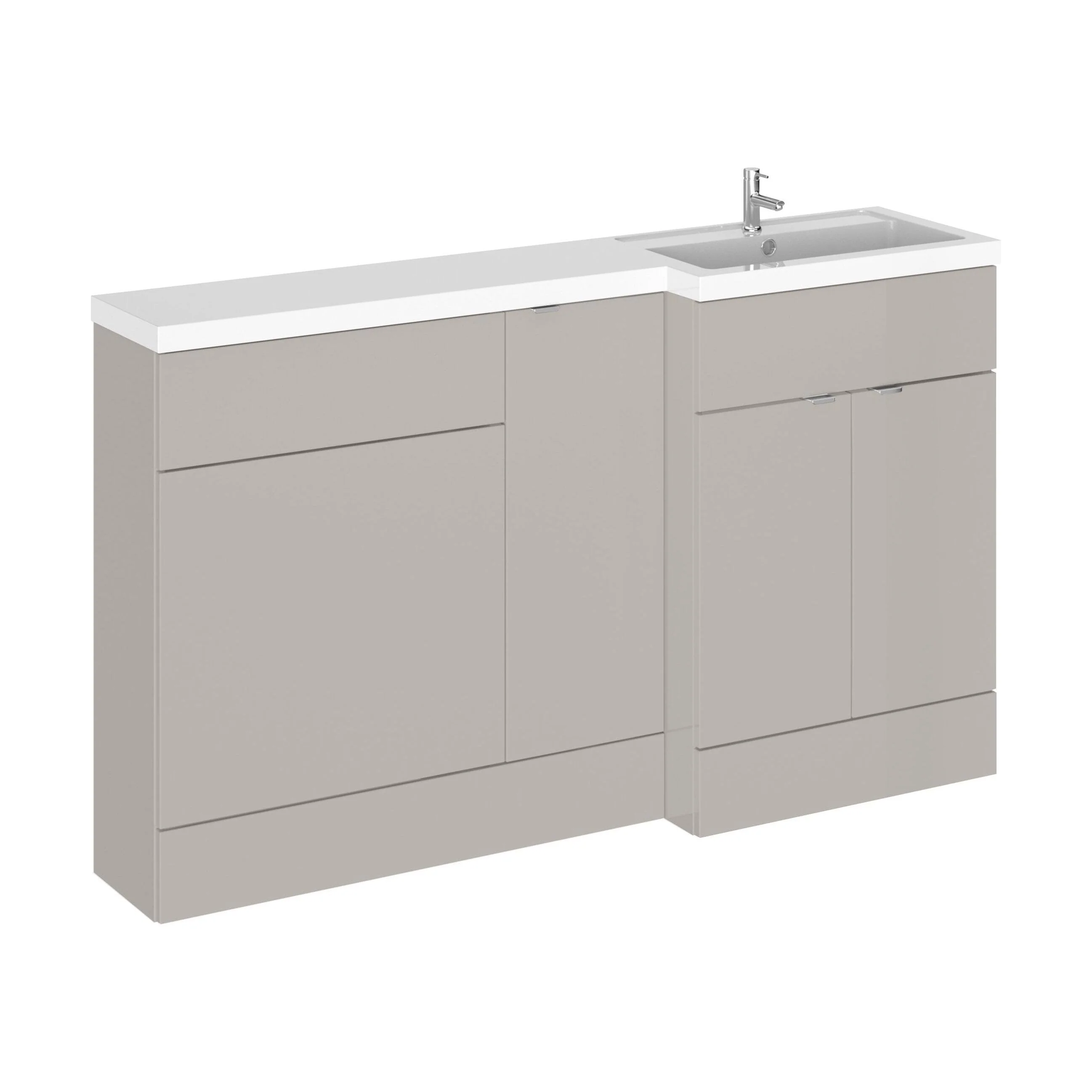 Alrewas Contemporary 2 Door Right-Hand Floor Standing Combination Unit with Basin, Pebble Grey, 1500mm