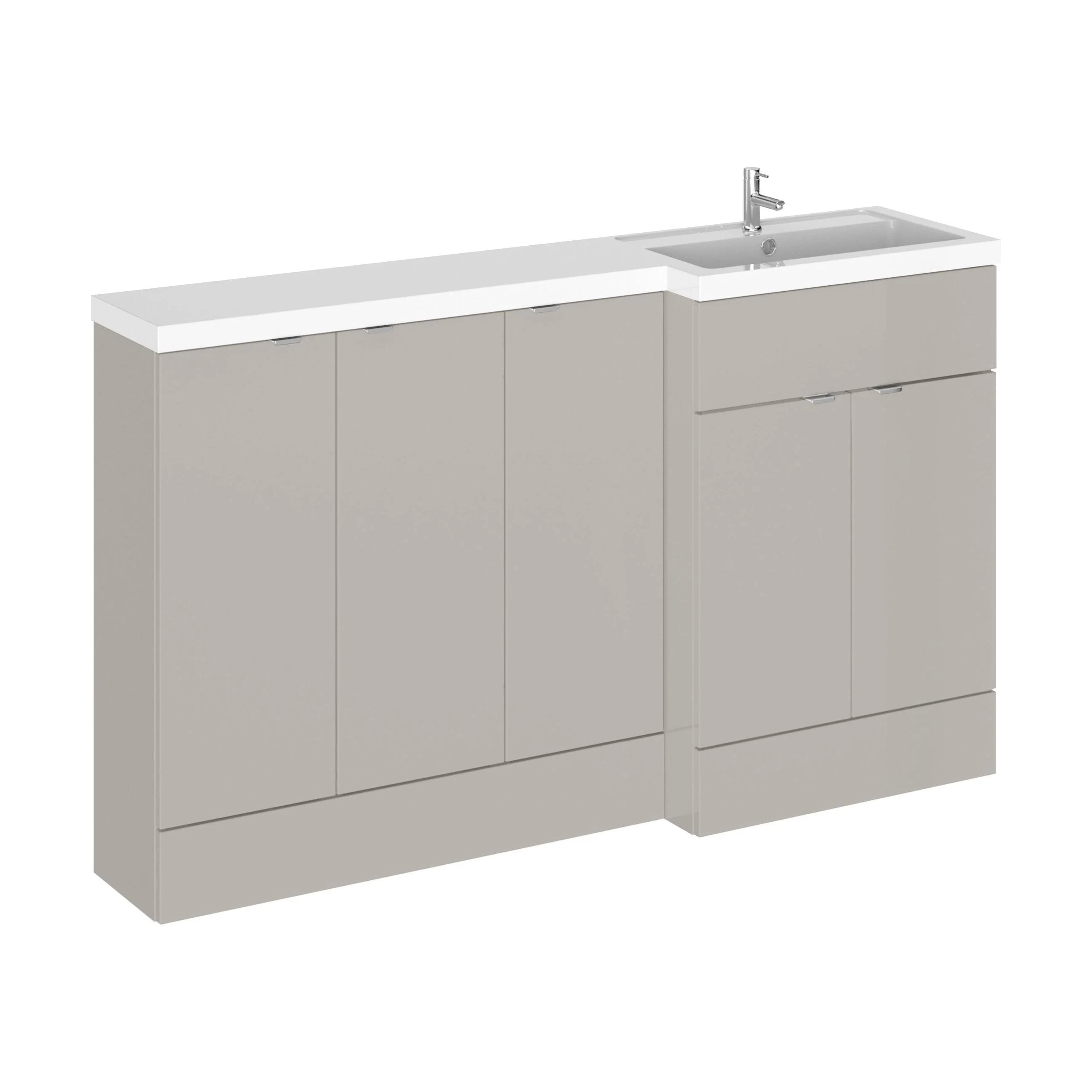 Alrewas Contemporary 2 Door Right-Hand Floor Standing Combination Unit with Basin, Pebble Grey, 1500mm