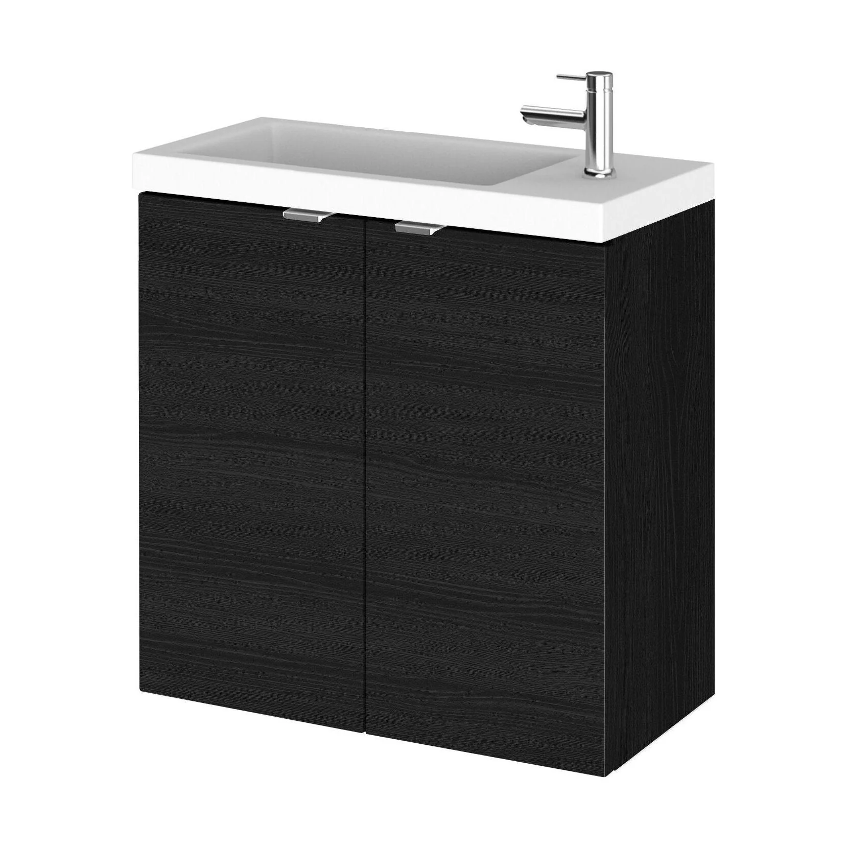 Alrewas Contemporary 2 Door Wall Hung Vanity Unit with Basin, Charcoal Black, 500mm