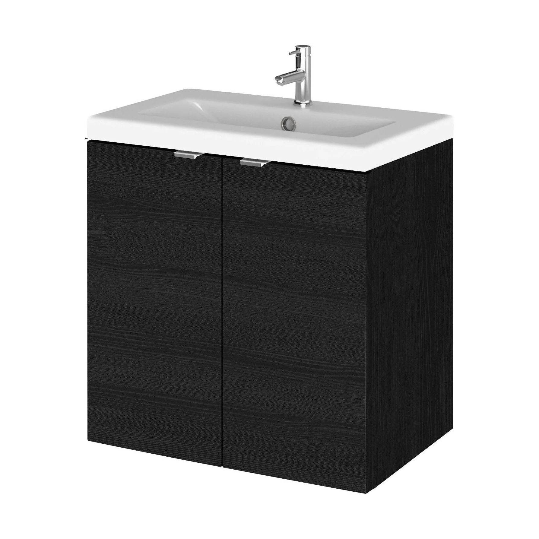 Alrewas Contemporary 2 Door Wall Hung Vanity Unit with Basin, Charcoal Black, 500mm