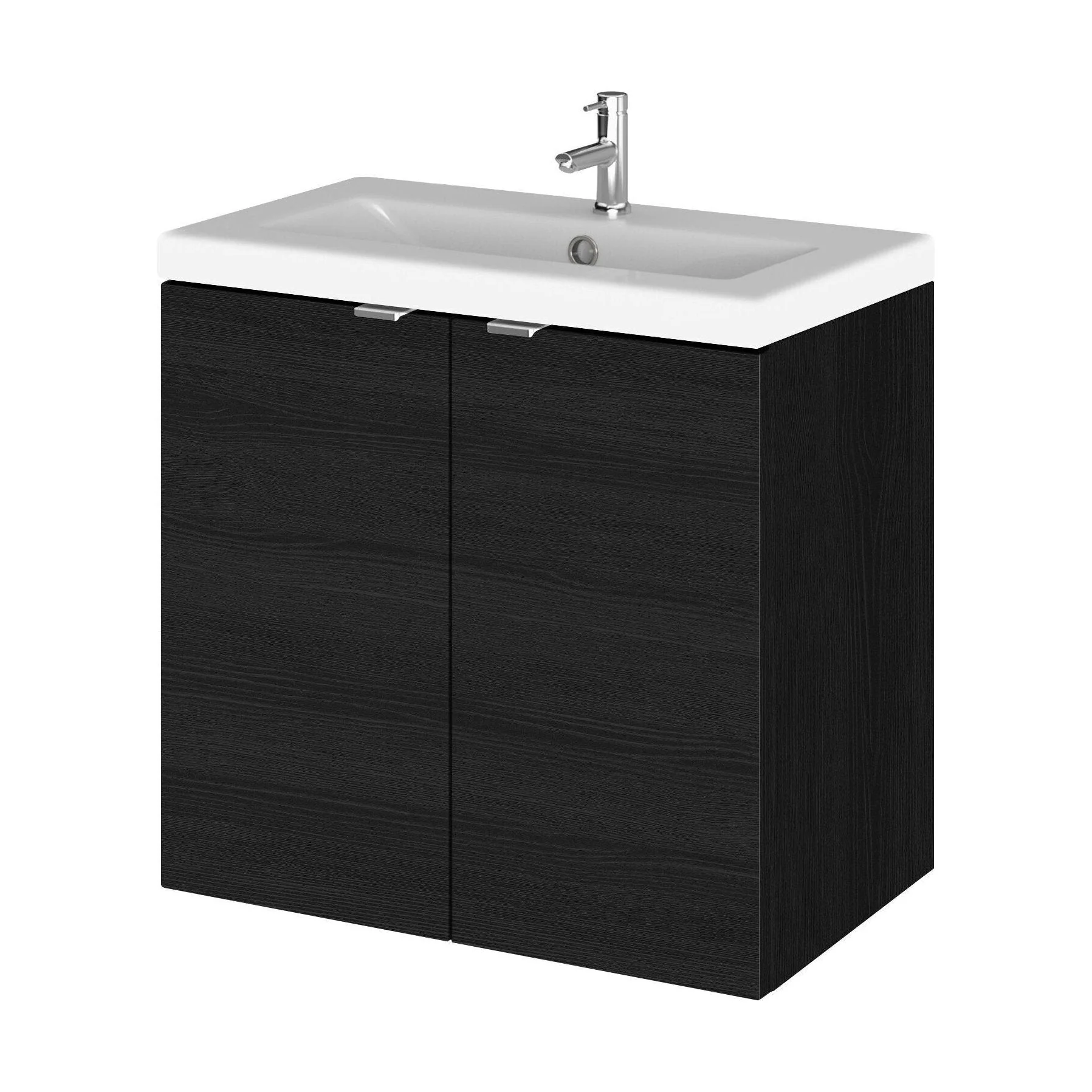 Alrewas Contemporary 2 Door Wall Hung Vanity Unit with Basin, Charcoal Black, 600mm
