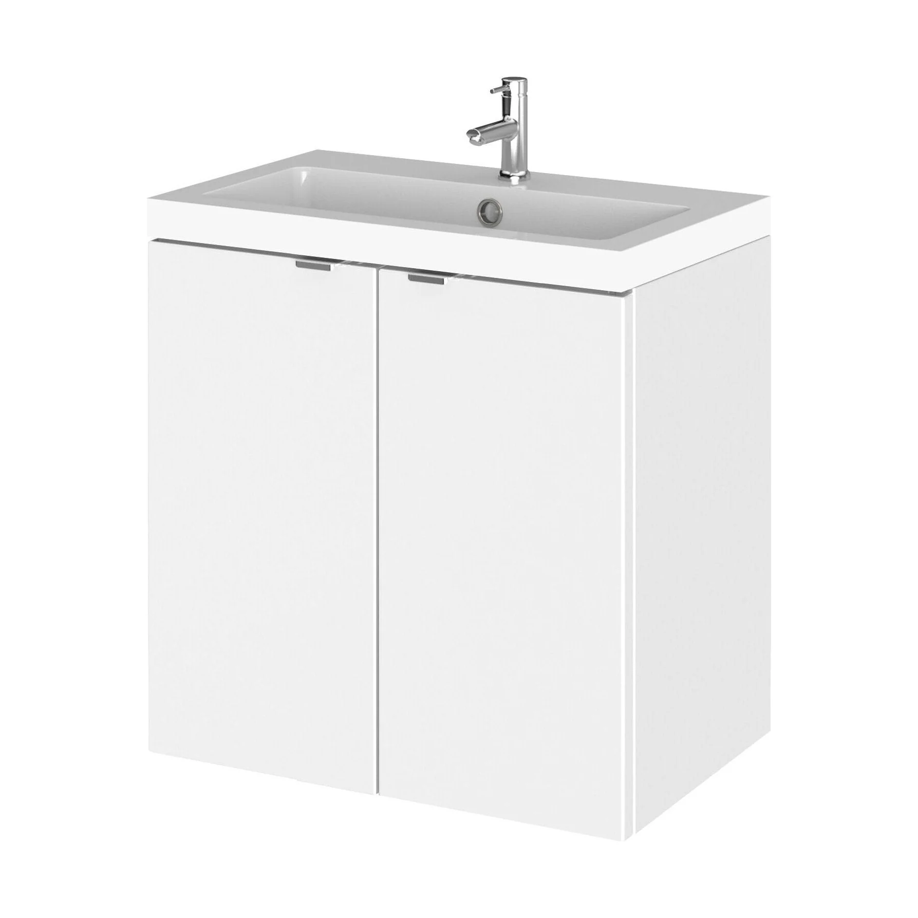 Alrewas Contemporary 2 Door Wall Hung Vanity Unit with Basin, Gloss White, 500mm
