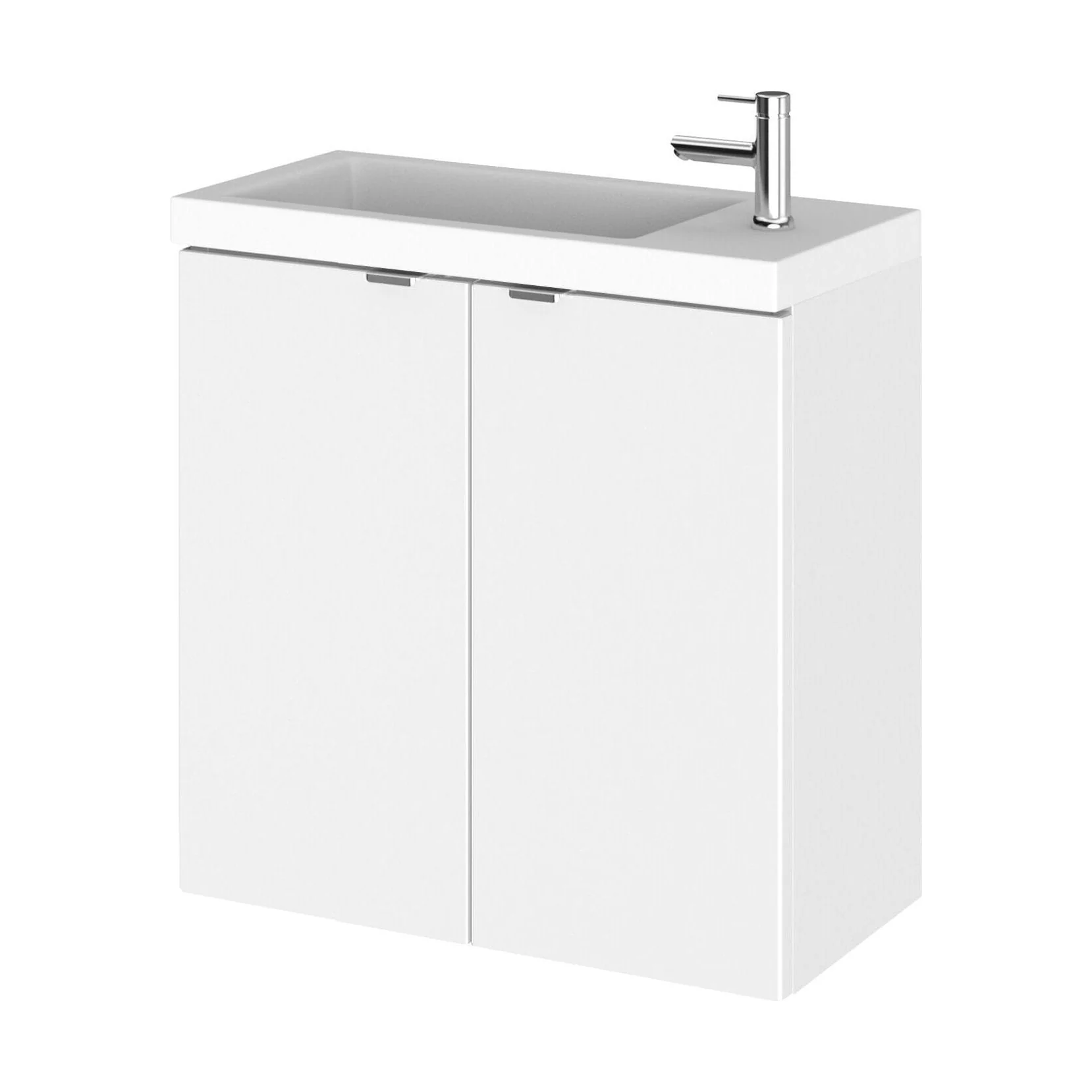 Alrewas Contemporary 2 Door Wall Hung Vanity Unit with Basin, Gloss White, 500mm