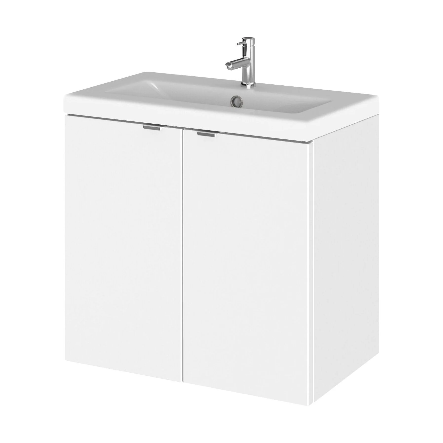 Alrewas Contemporary 2 Door Wall Hung Vanity Unit with Basin, Gloss White, 600mm
